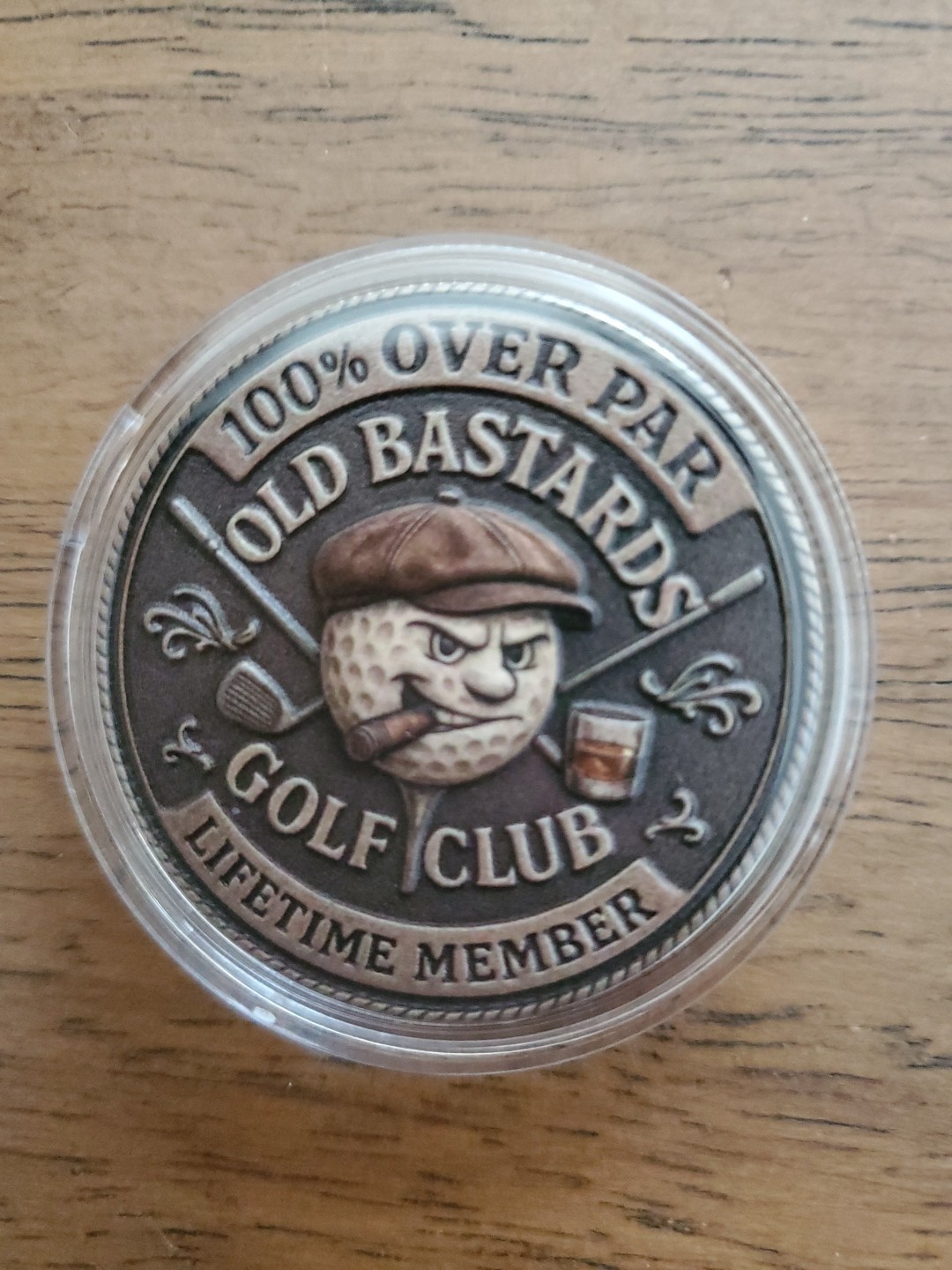 Over Par Old Bastards Golf Coin, Funny Golf Challenge Coin Whiskey Design AE