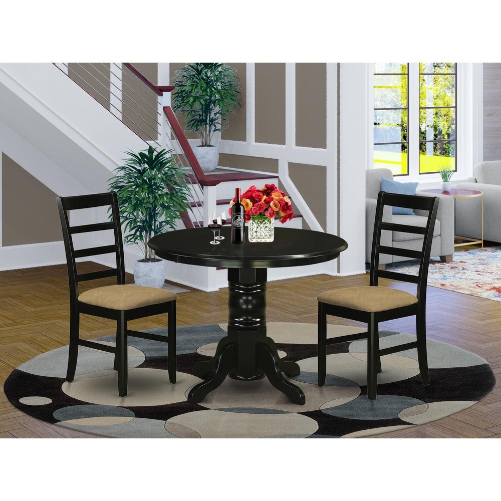 SHPF3-BLK-C 3 PcTable set for 2-Dining Table and 2 dinette Chairs