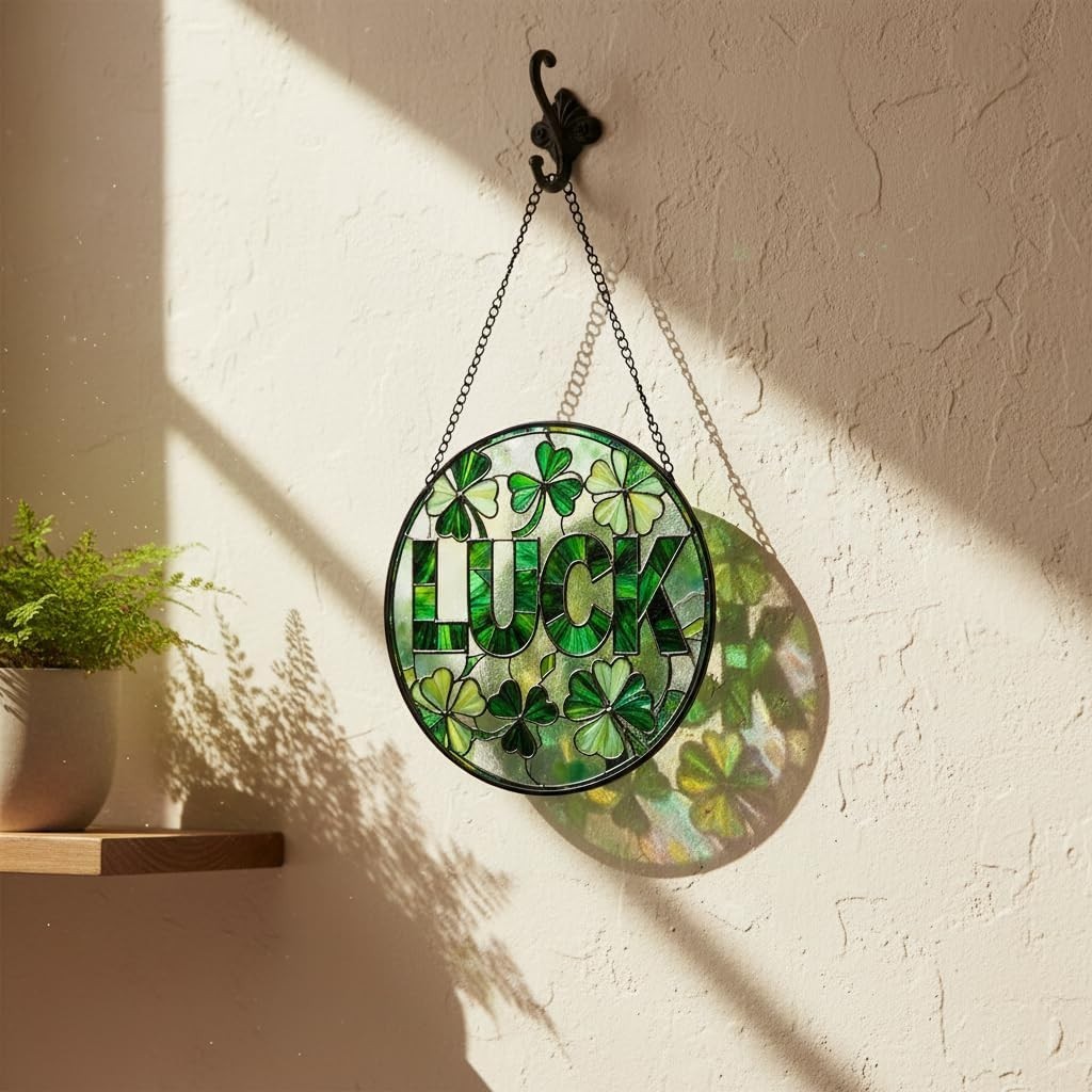 Luck Shamrock Ornament, St. Patrick’s Day Green Decor Gift for Luck Suncatcher