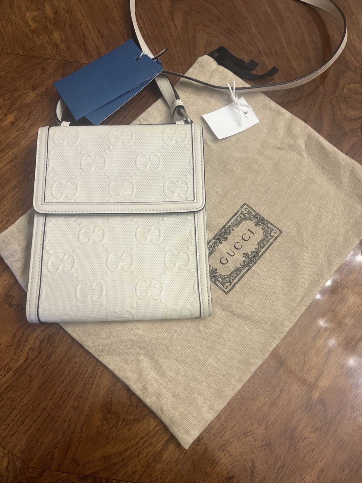 Gucci GG Off White Leather Crossbody/Shoulder Bag