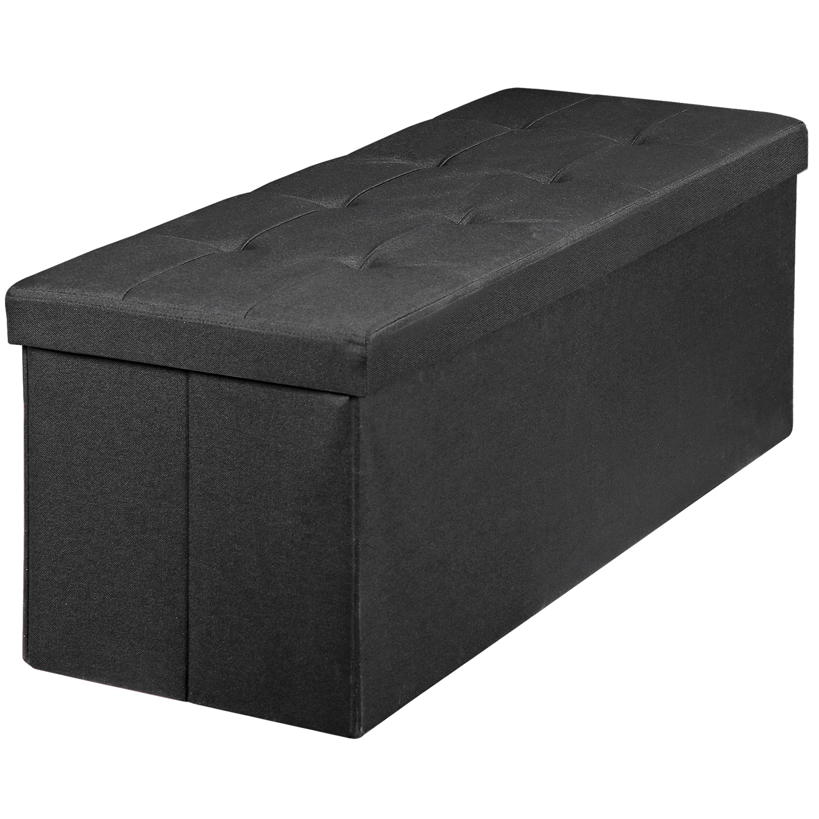 43" Long Durable Ottoman Bench Storage Bench Chest Food Stool 8 Stitchings Black
