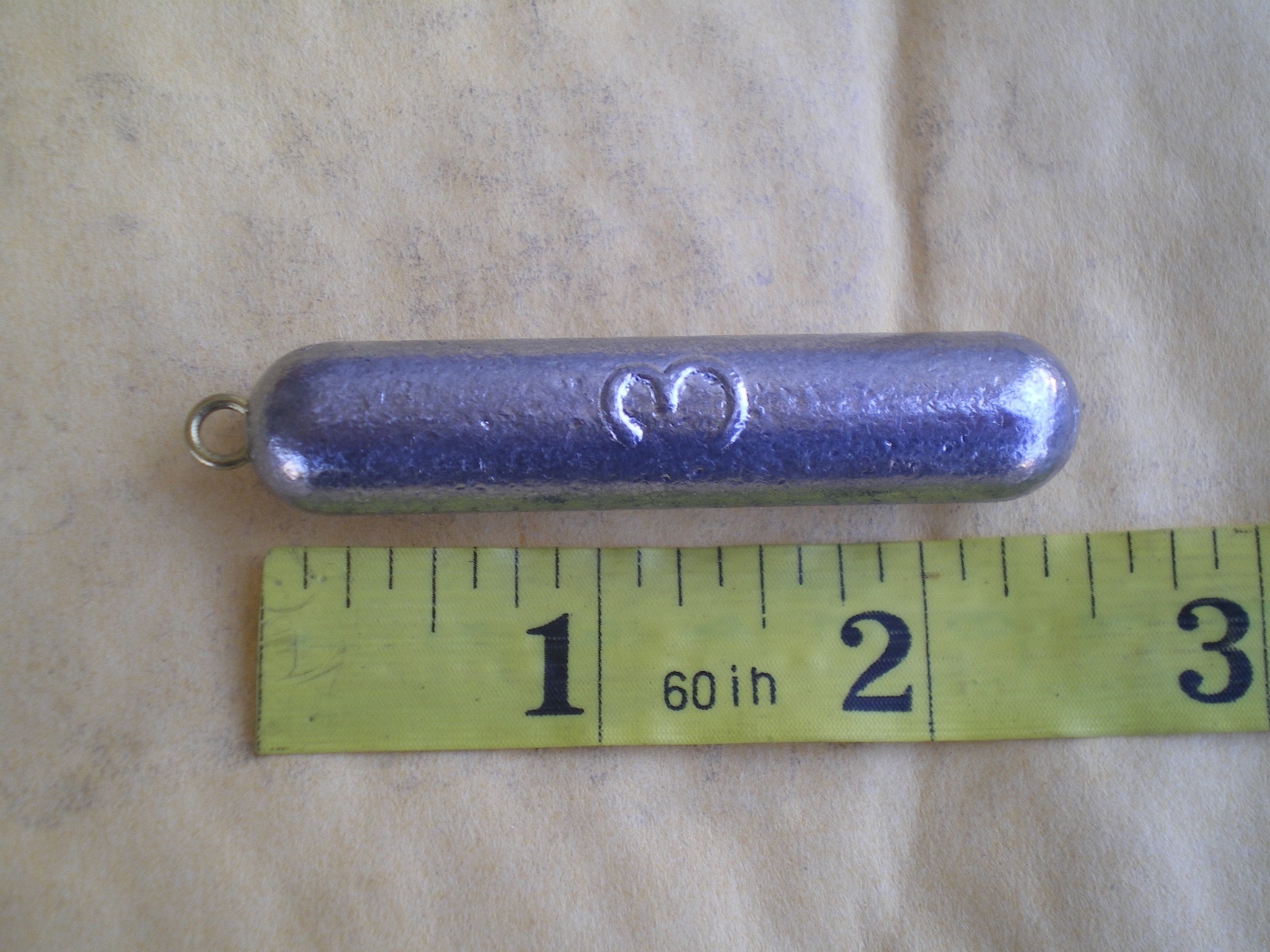 25 PCS. BOTTOM BOUNCER PENCIL SINKER 3 OZ./BRASS EYE/2-3/8" LONG X 7/16" WIDE