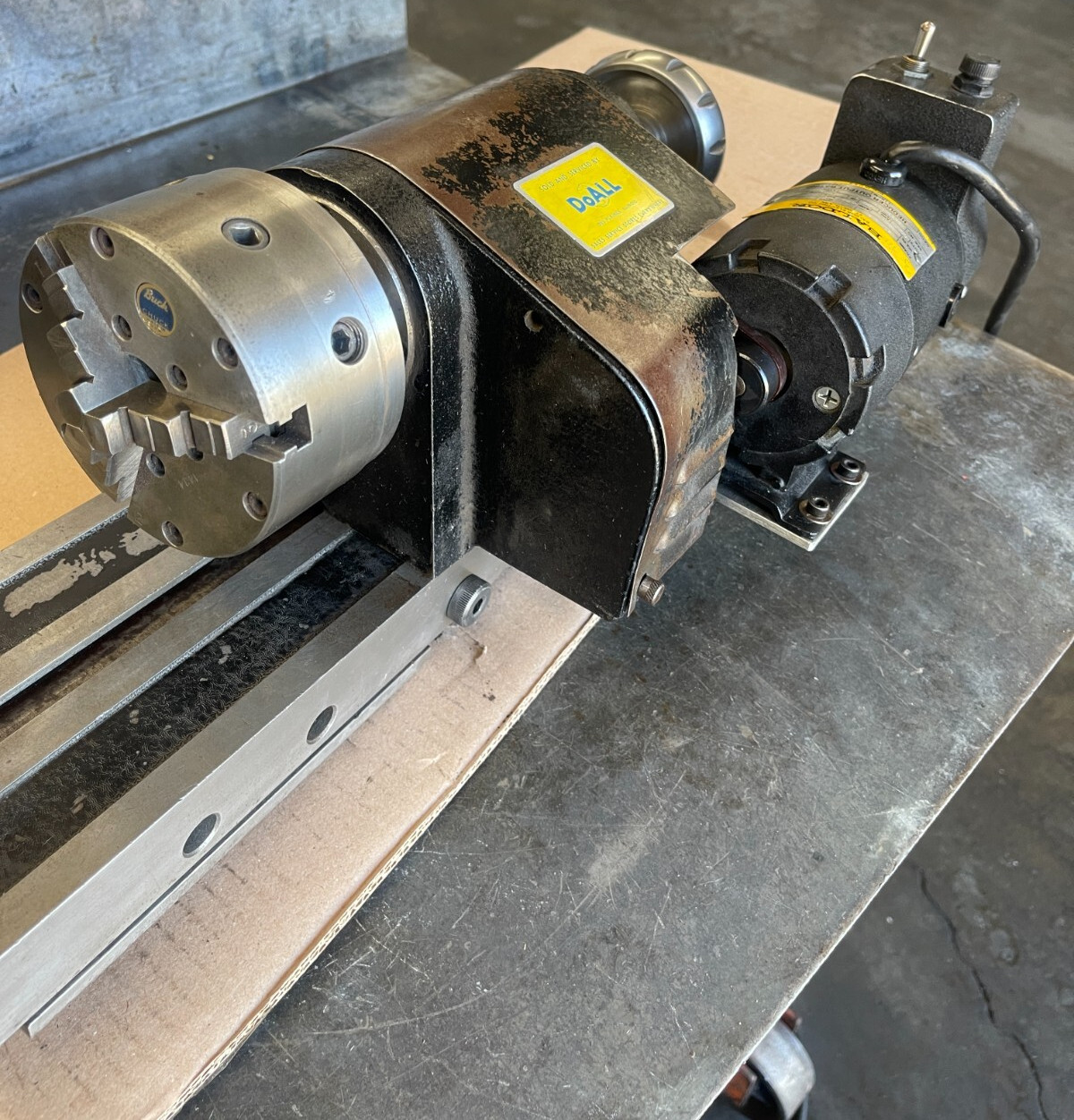 DoAll / Harig AB 3C Spin Indexer with Baldor Motor, Chuck & collets. Sine Plate