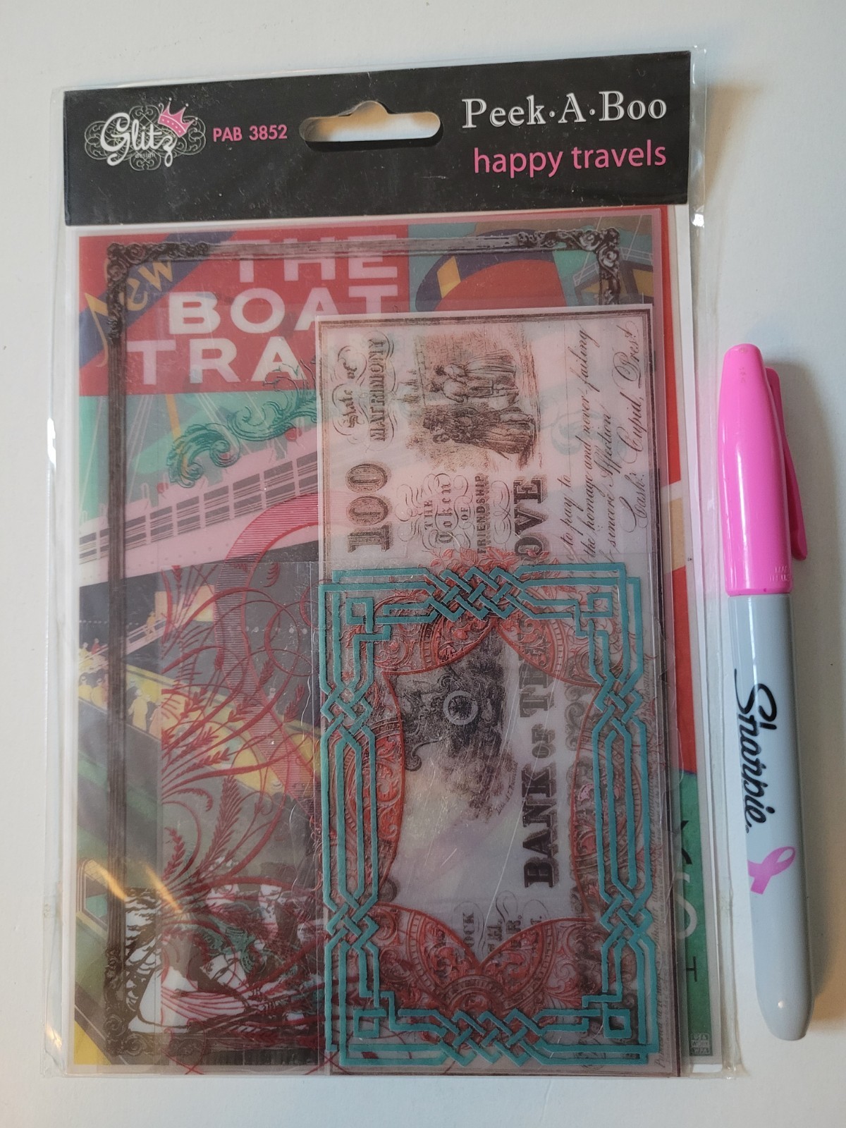 Glitz It Up Peek-a-boo Transparent  Scrapbooking Embellishments Happy Travels