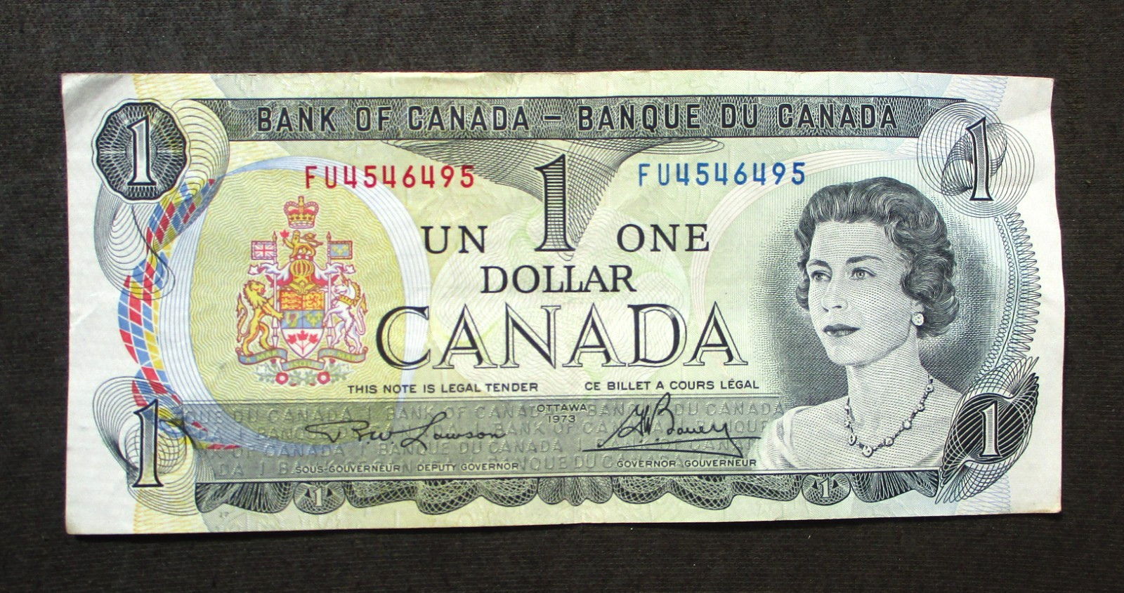 $1 BANKNOTE OF CANADA 1973 QUEEN ELIZABETH II PARLIMENT BUILDING OTTAWA CITY FU