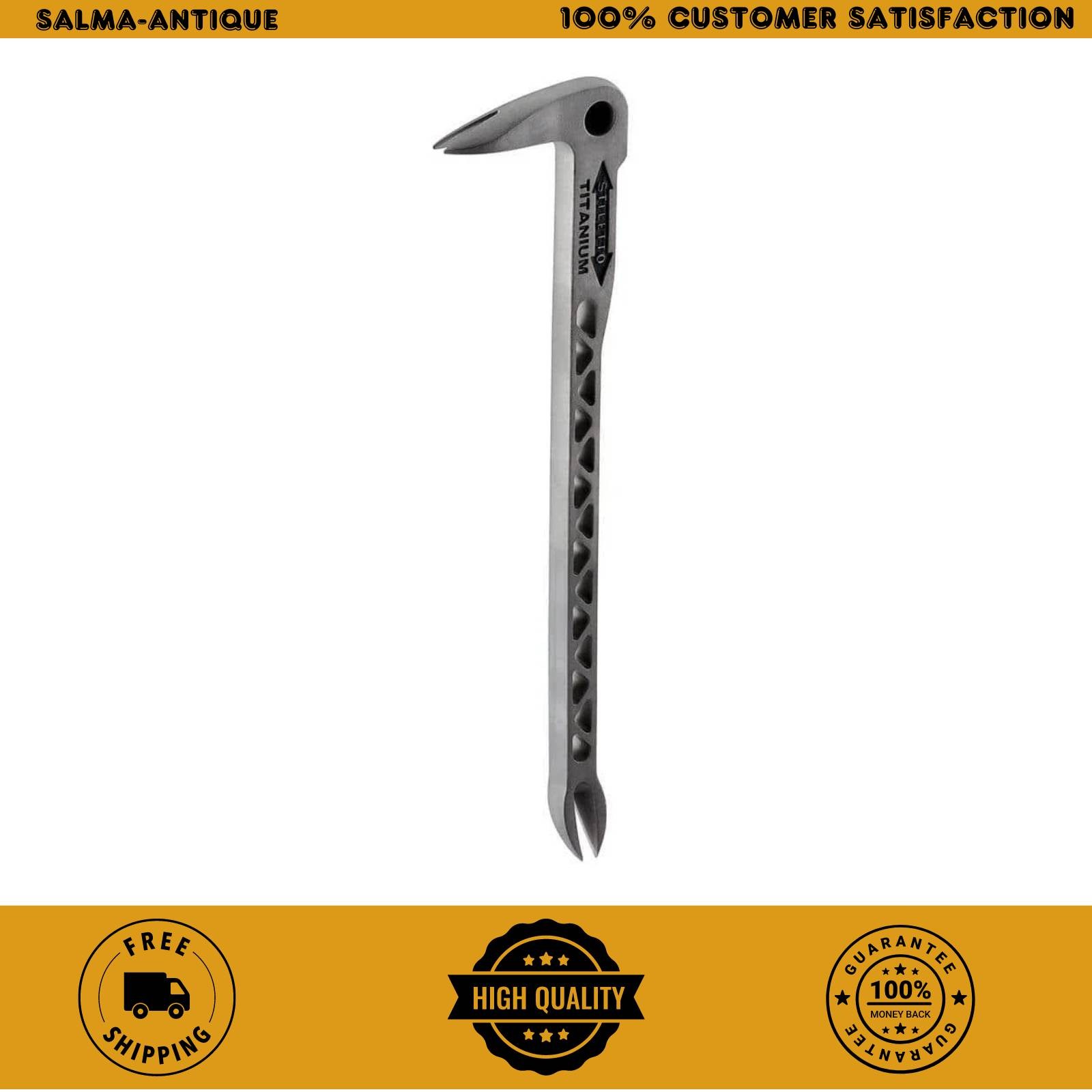Stiletto Clawbar Nail Puller with Dimpler 12 in. Titanium Lightweight Open Truss