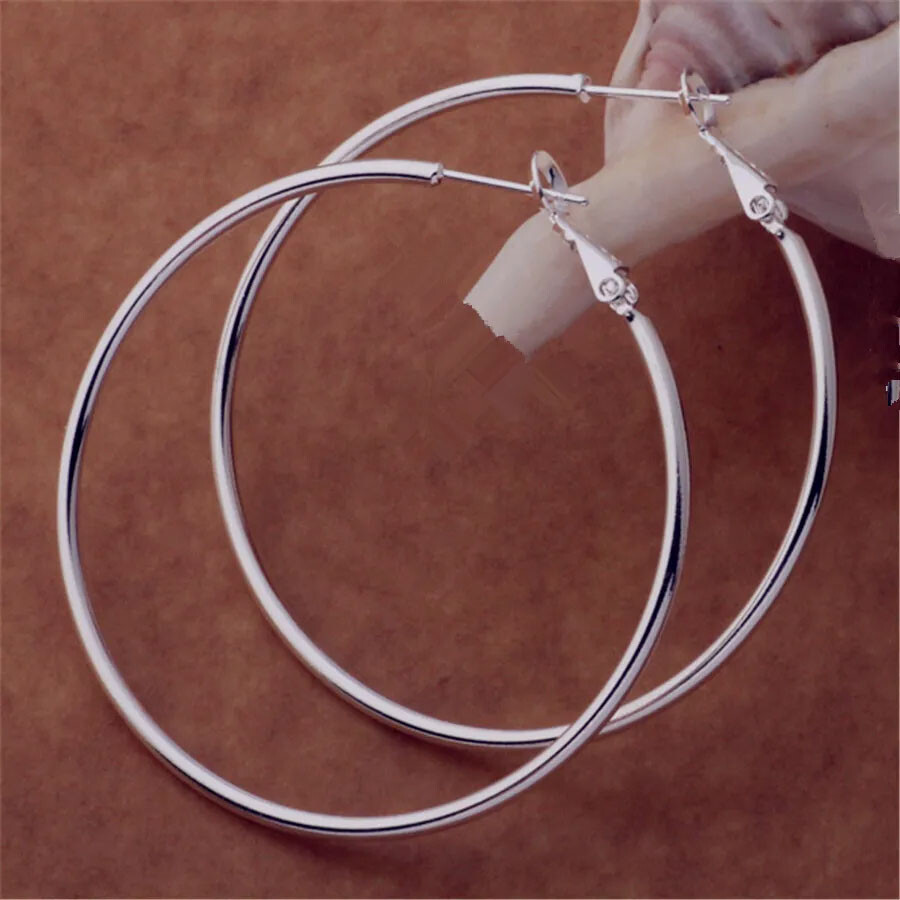Solid 925 Sterling Silver Thin Solid Hoop Earrings Sterling Silver Hoops Gift