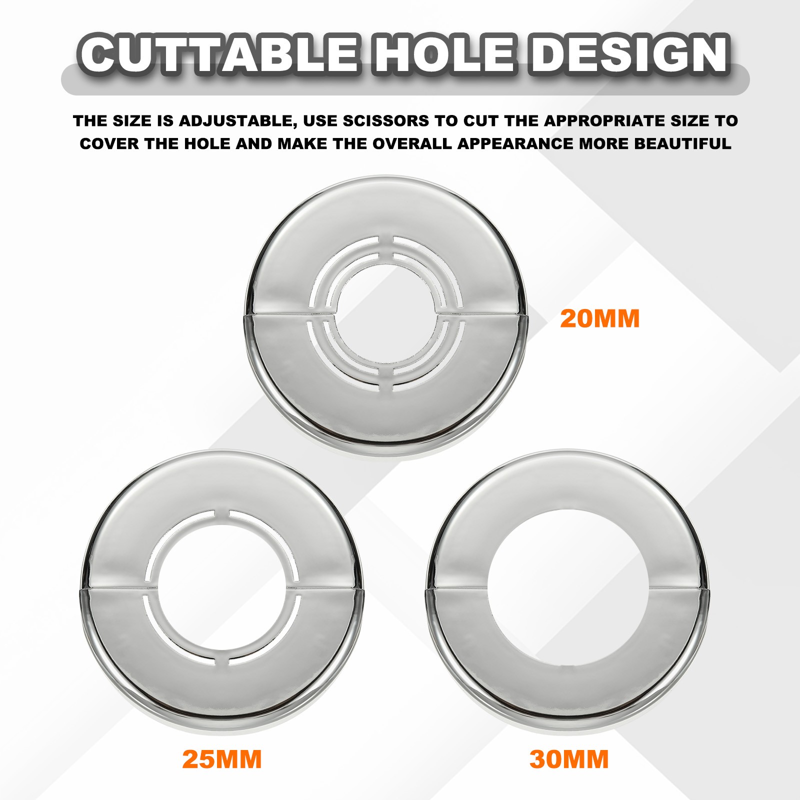 2pcs Wall Split Flange 0.39" Plastic Round Split Flange Pipe Cover, Silver