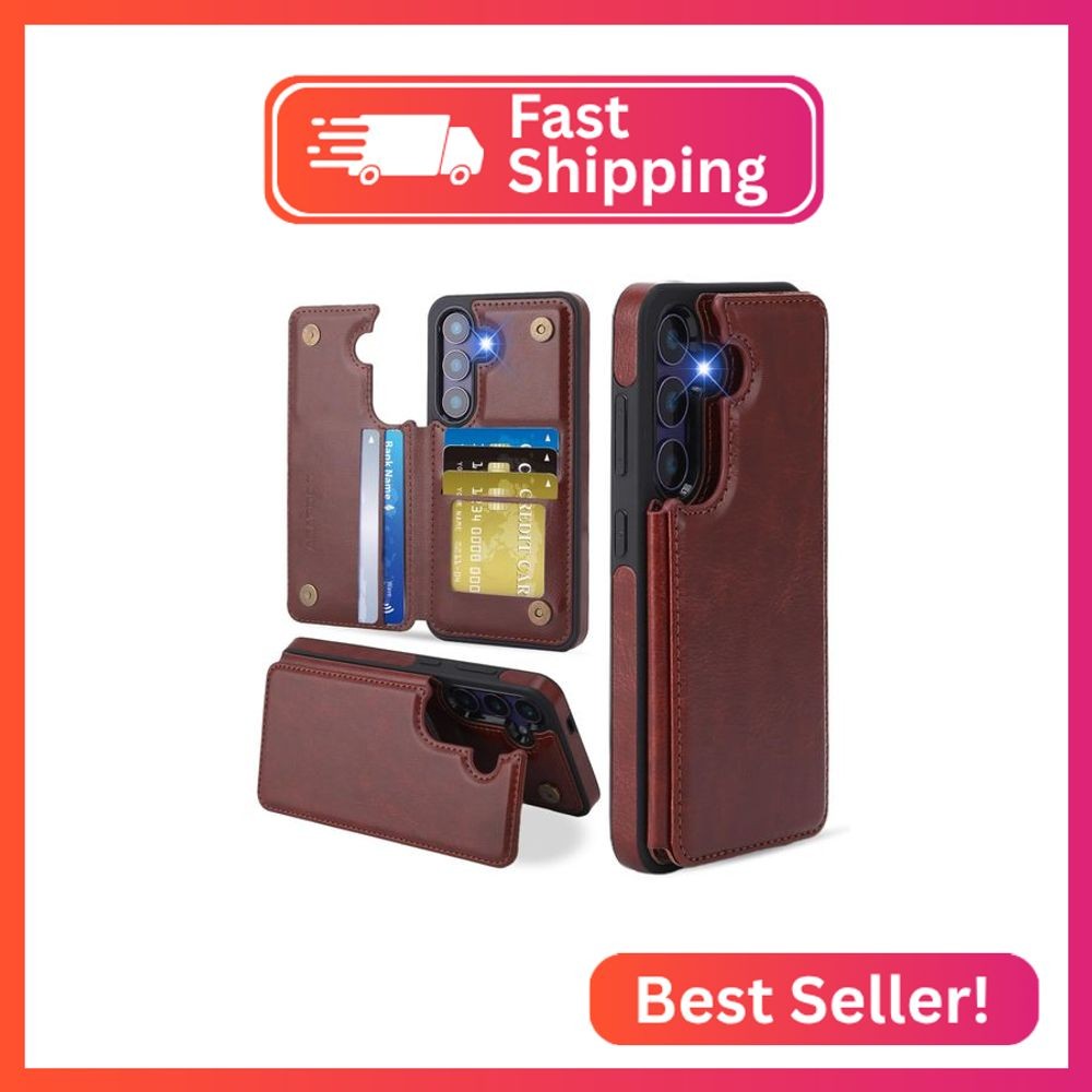 ASAPDOS for Samsung Galaxy S25 Plus Case with Card Holder,PU Leather Shockproof