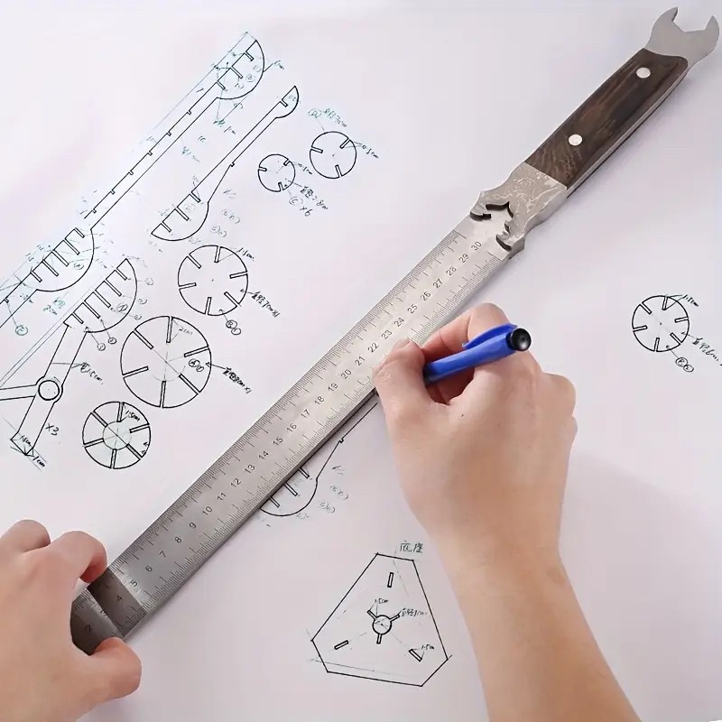 Generic Multi Functional Stainless Steel Ruler,Wrench and Ruler Set