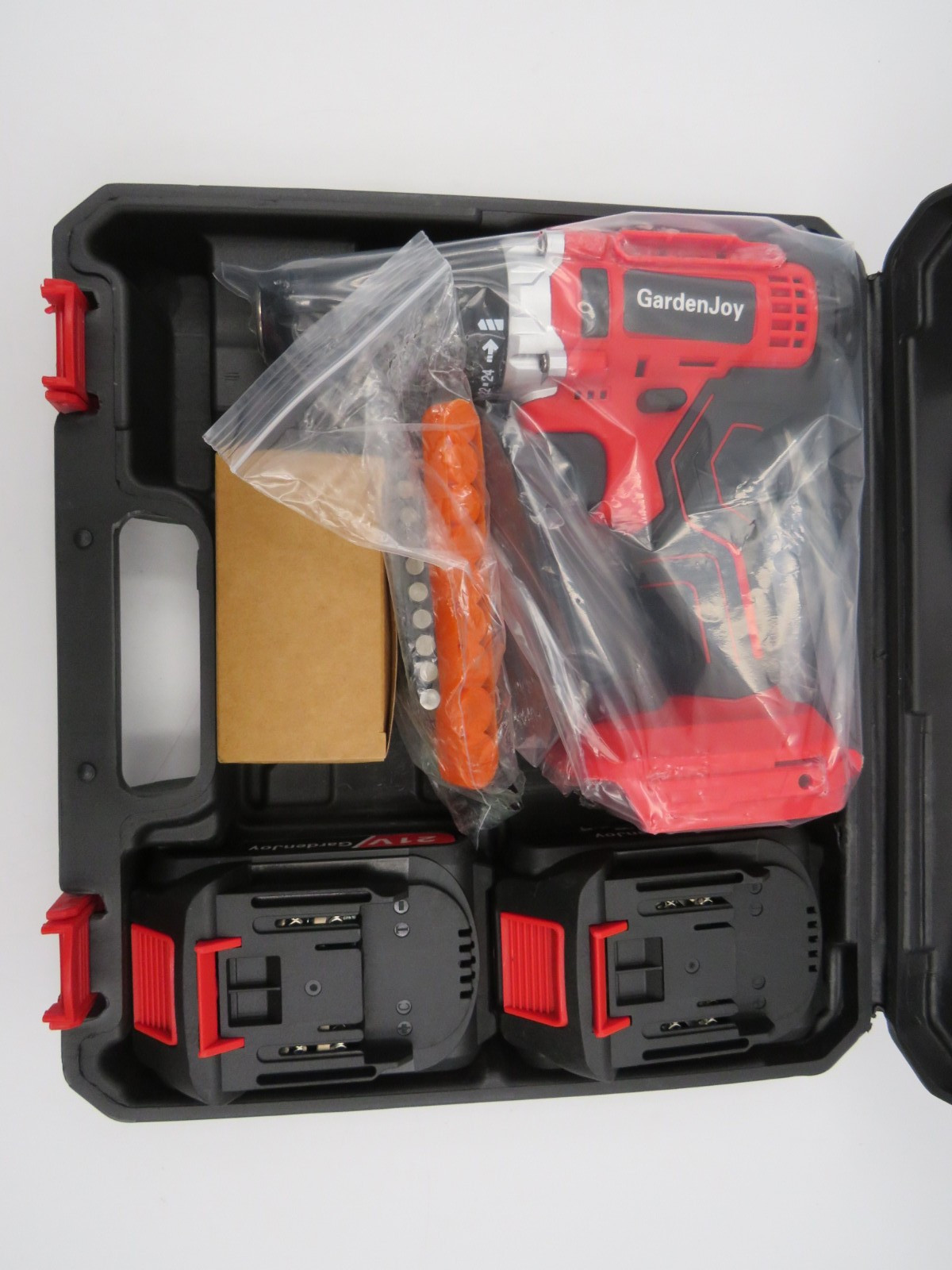 GardenJoy 21V Max Li-ion Power Cordless Drill 2 Batterys Extra Tools NEW