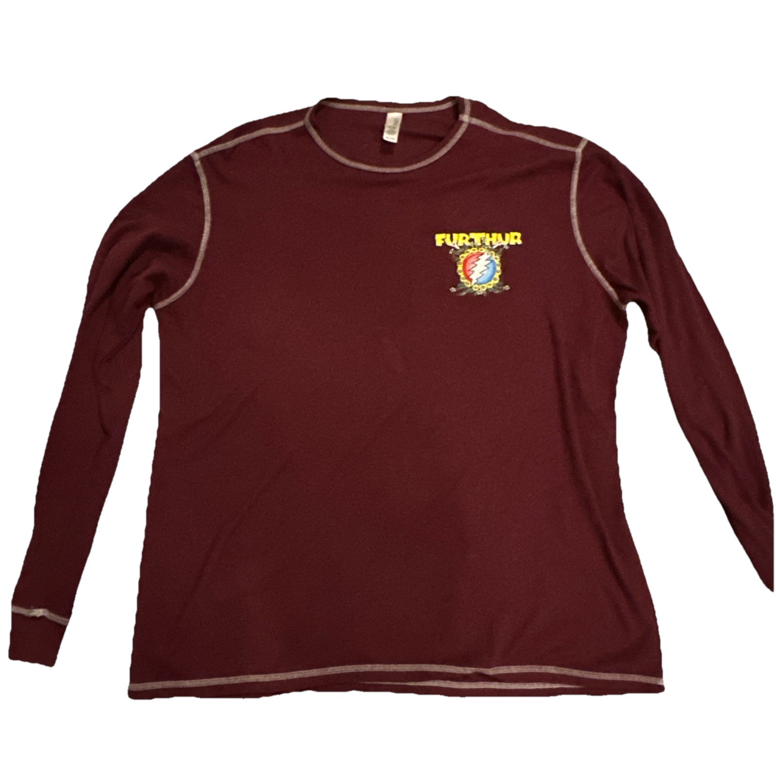 Furthur  Festival Grateful Dead Maroon Long Sleeve Made In USA Maroon Shirt 2XL