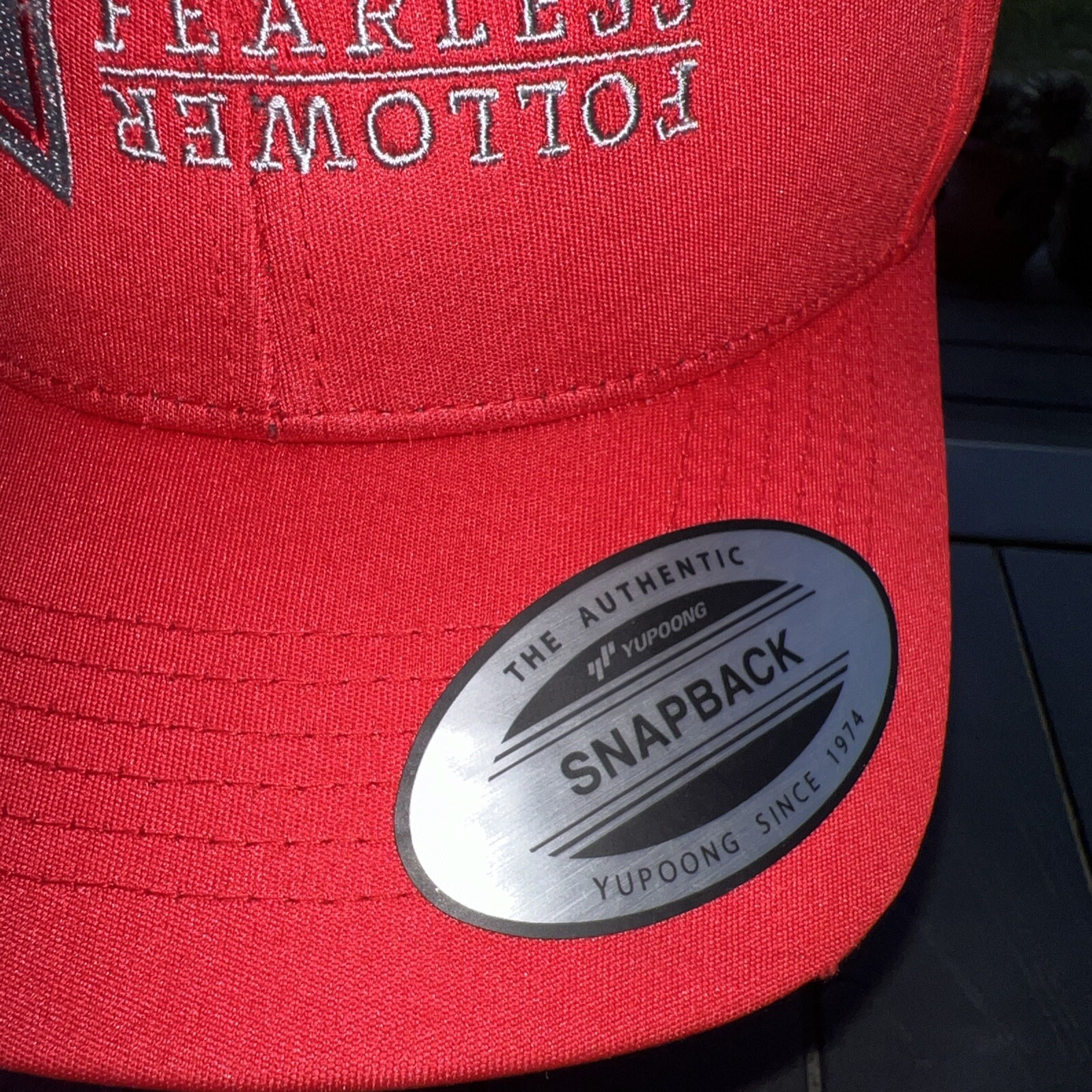 Fearless Follower w Silver Red Logo Youth Hat Cap Hook Loop Polyester EUC