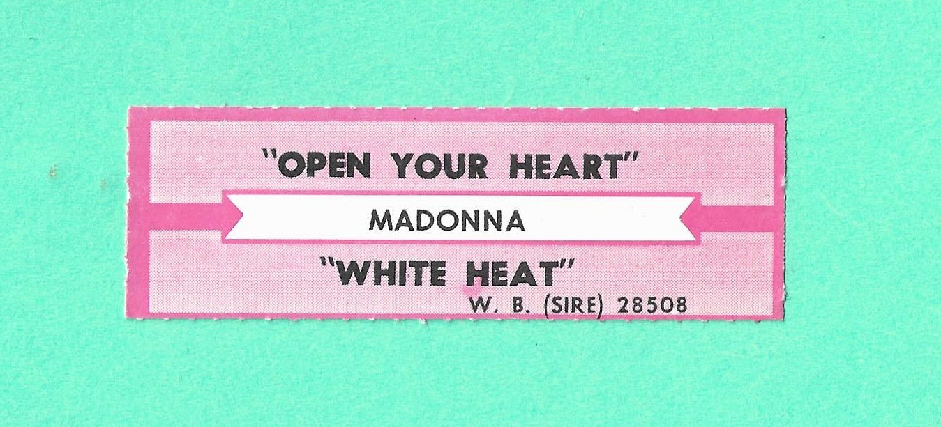 Jukebox Title Strip - MADONNA - Open Your Heart/White Heat