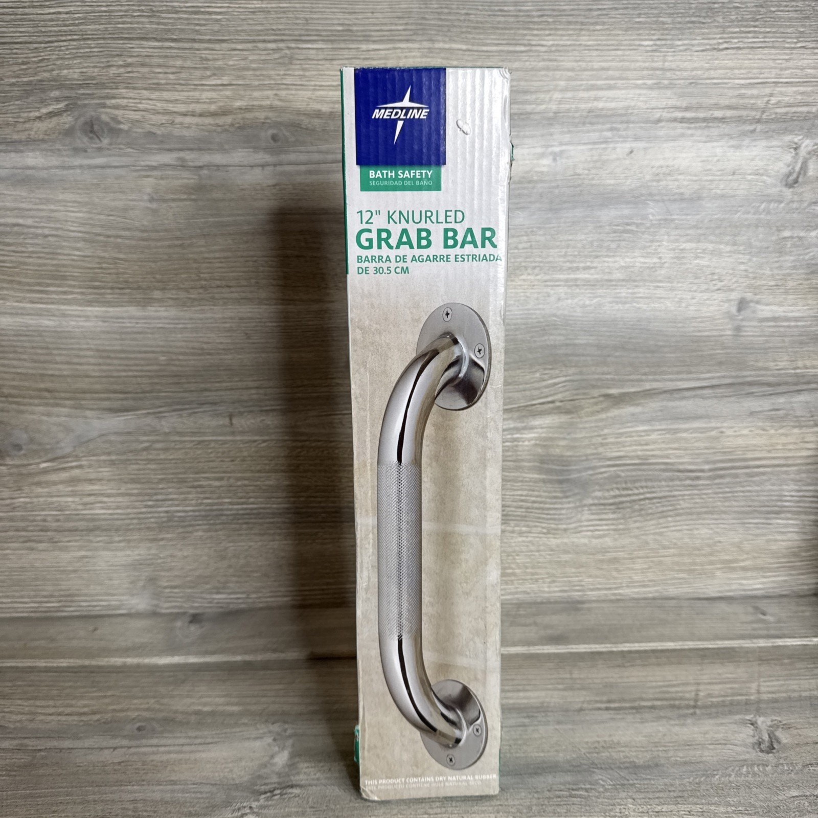 Medline 12" Knurled Grab Bar - Chrome - ADA Compliant Hospital Quality - Brand N