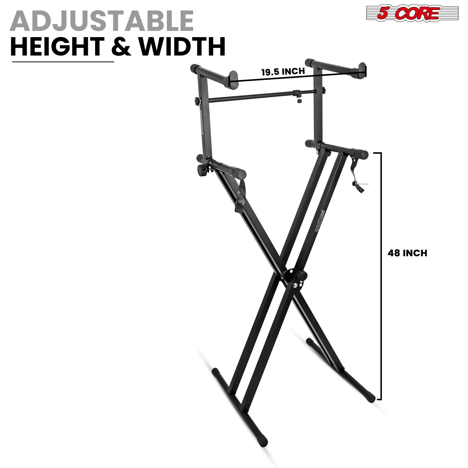 5Core 2Tier Keyboard Stand Double X Style Adjustable Electric Piano Riser Holder