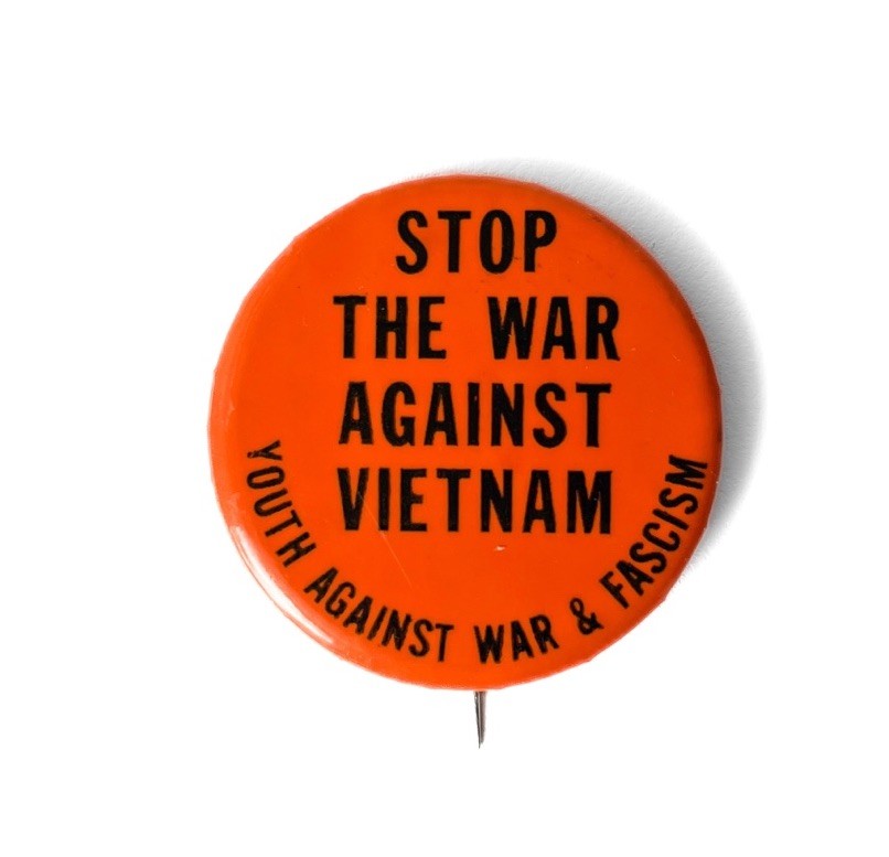Vintage Stop The War Against Vietnam Pinback Button Youth Against War & Fascism