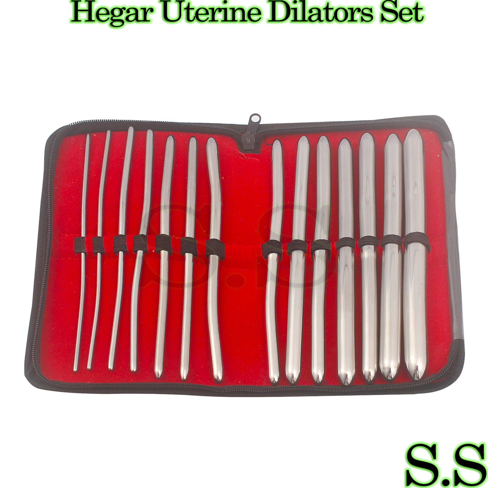 Hegar Uterine Dilators Set of 14 pcs Gynecology