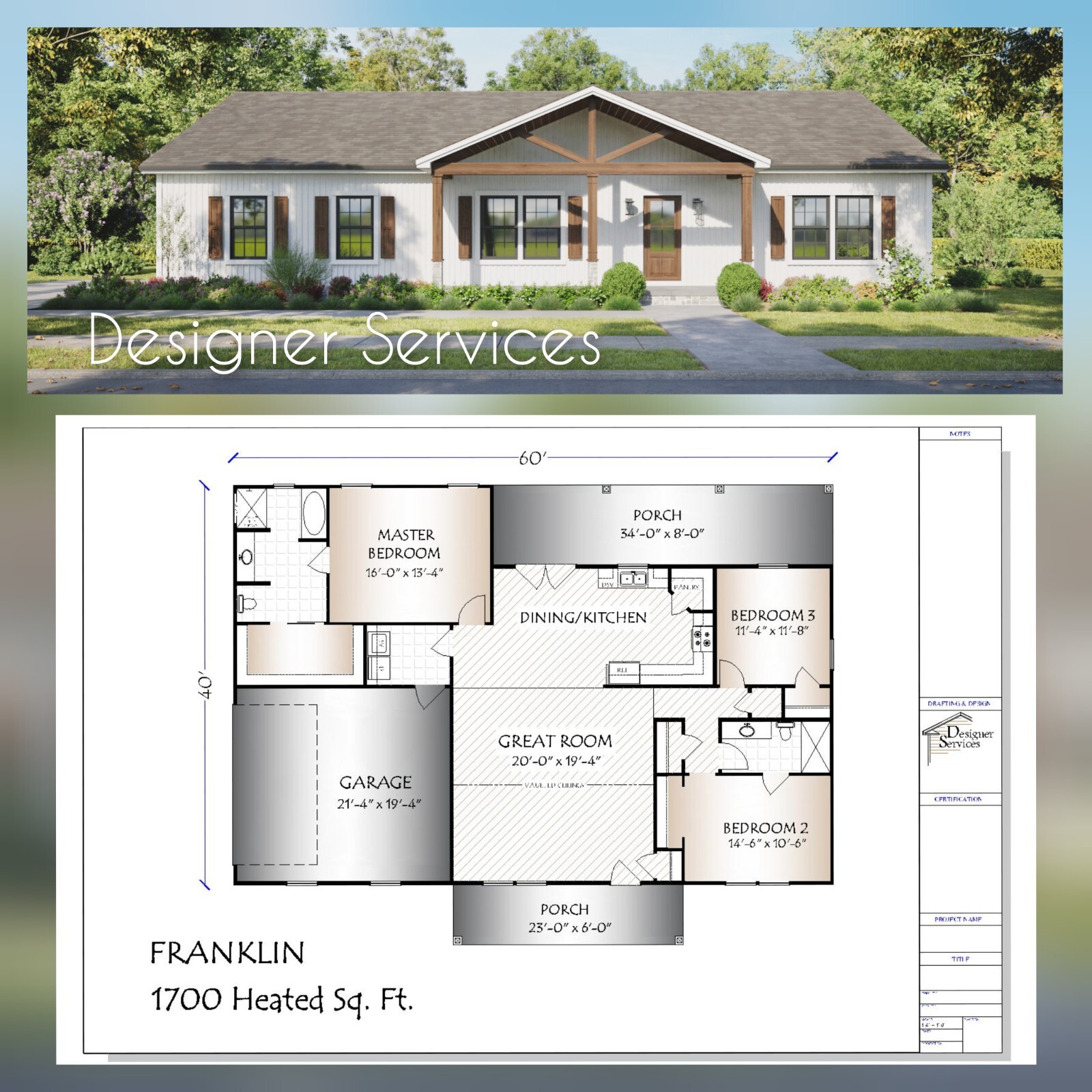 Franklin House Plan 1700 Heated Square Feet