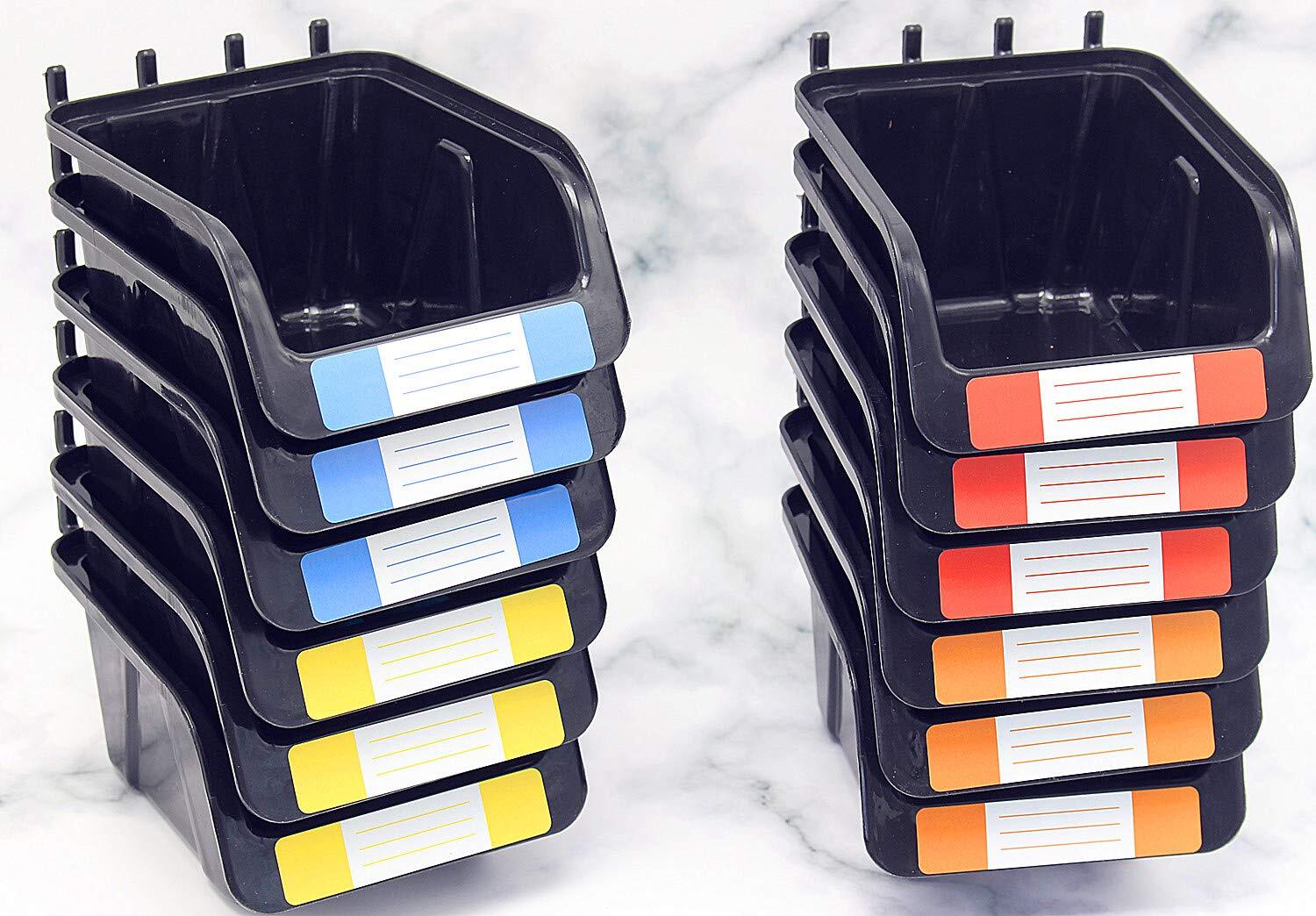 12 Pcs Pegboard Bins with Hooks Wall Mounted Storage Bins for Garage Workbench