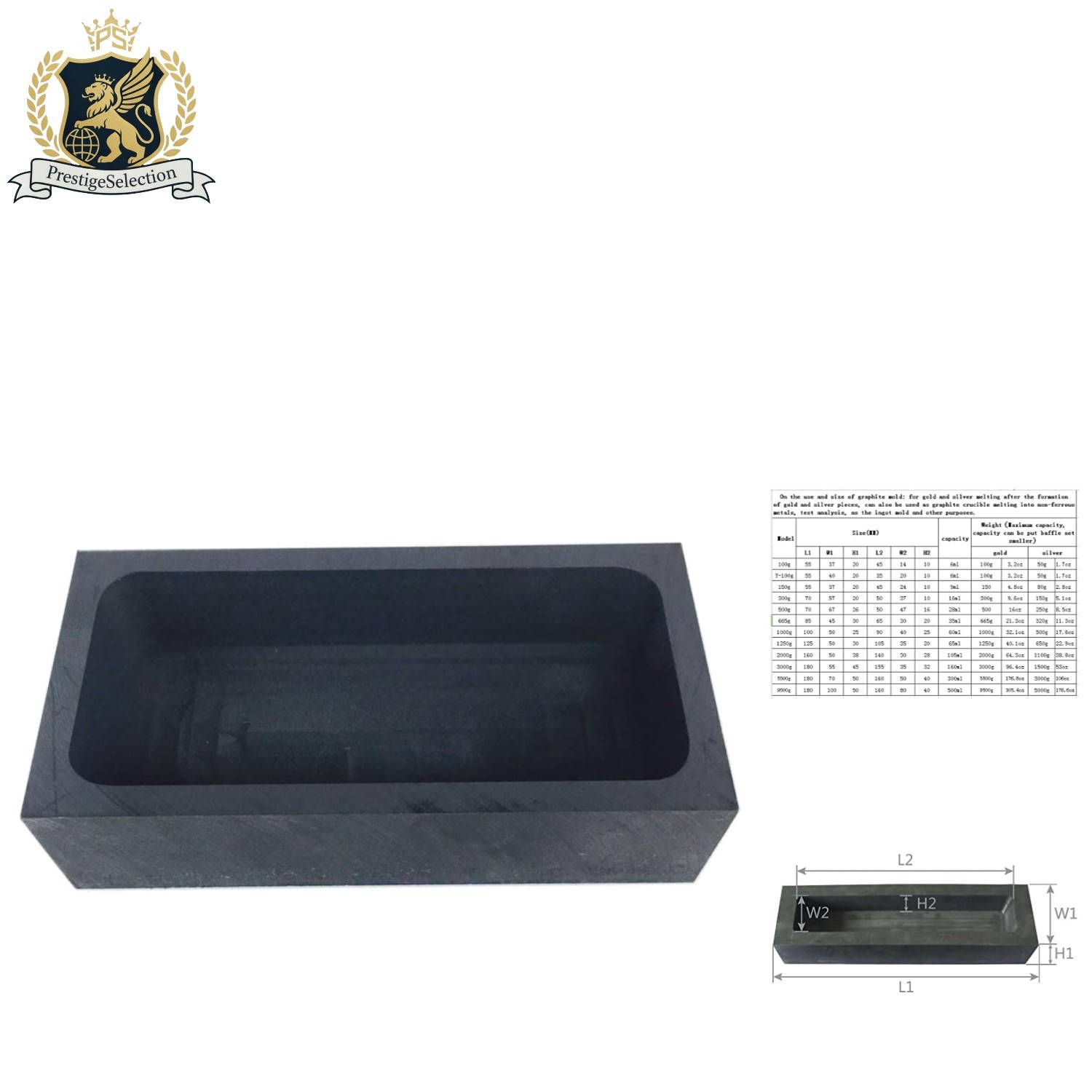 Efficient Graphite Ingot Mold for Gold & Silver Casting - Melting 1kg Capacity