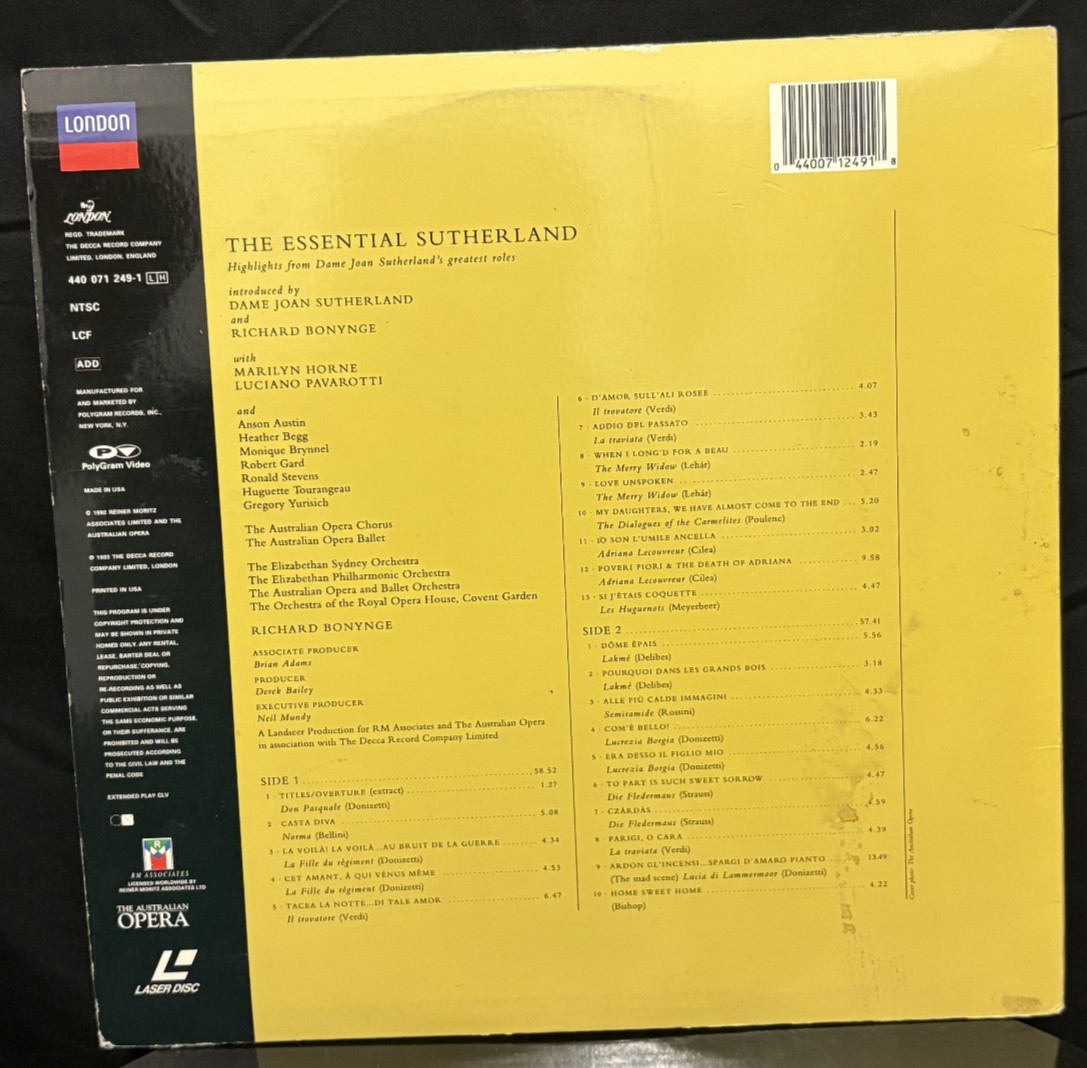 Essential Sutherland - Highlights From Her Greatest Roles - Laserdisc LD Movie