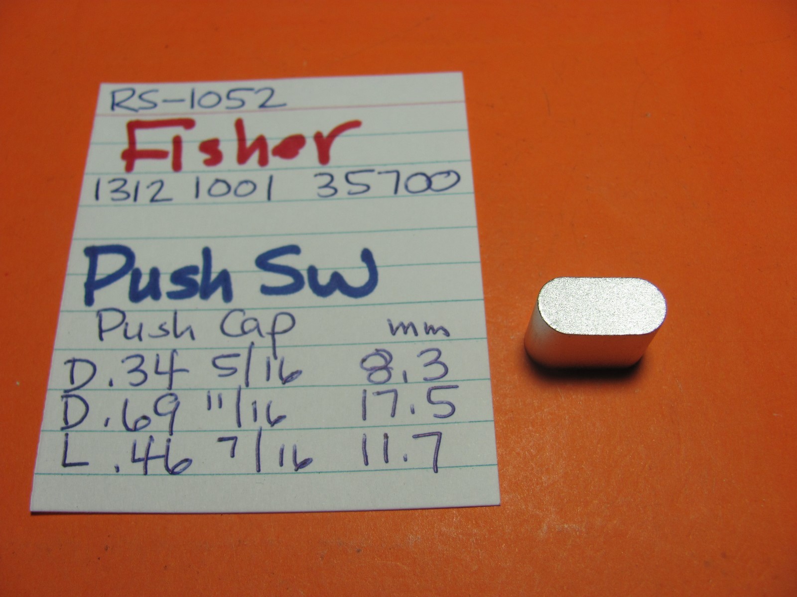 📈FISHER 1312100135700 PUSH SWITCH CAP RS-1052 RECEIVER