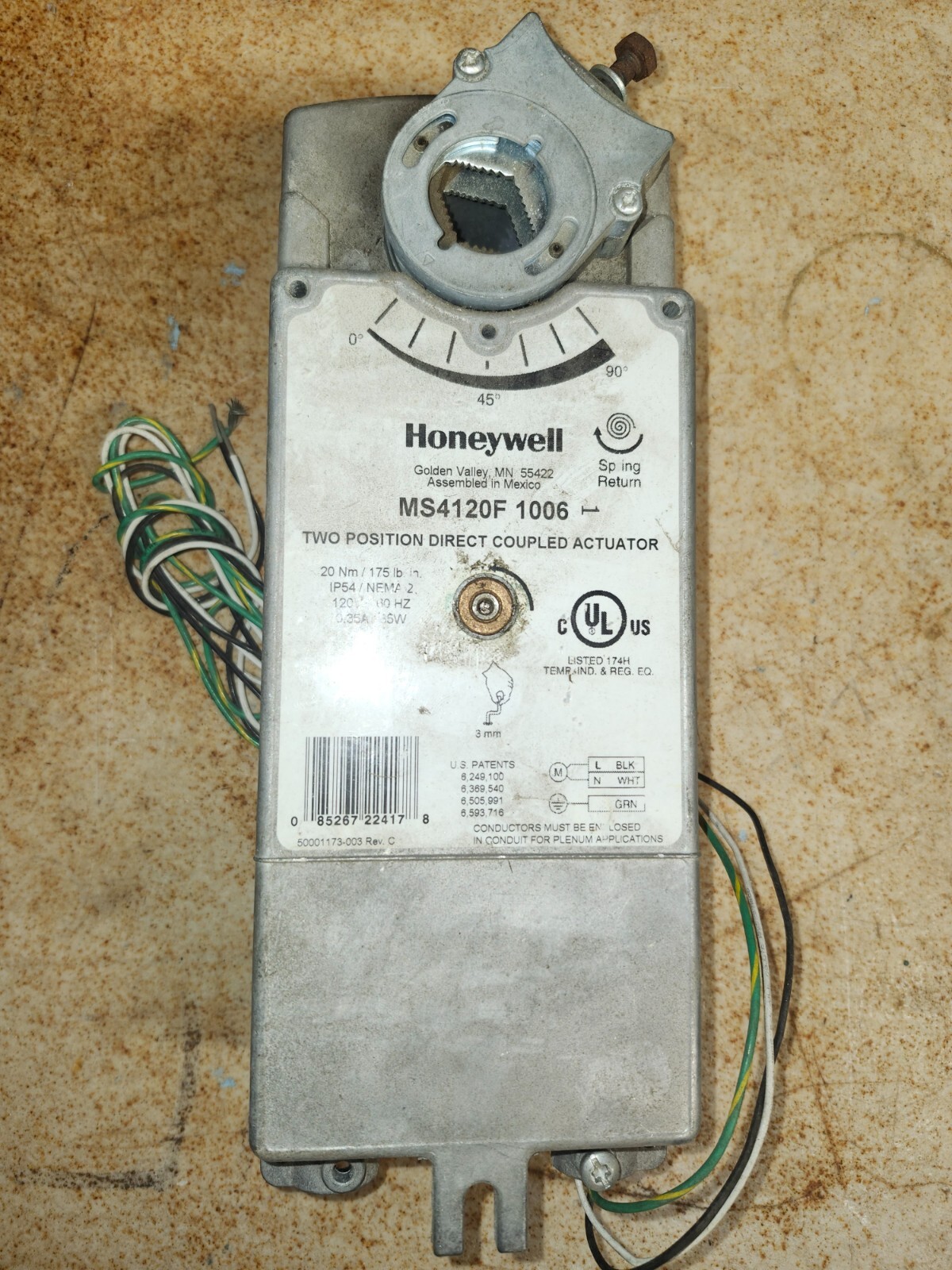 Honeywell MS14120F1006 2-Position Direct Coupled Damper Actuator HVAC Use