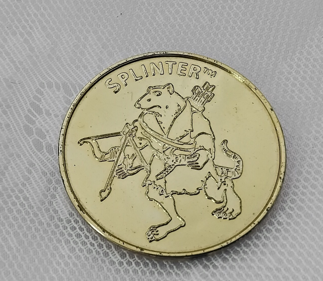 1995 Playmates Toys TNMT Splinter Plastic Gold Metalized Coin 1.5" Dia.