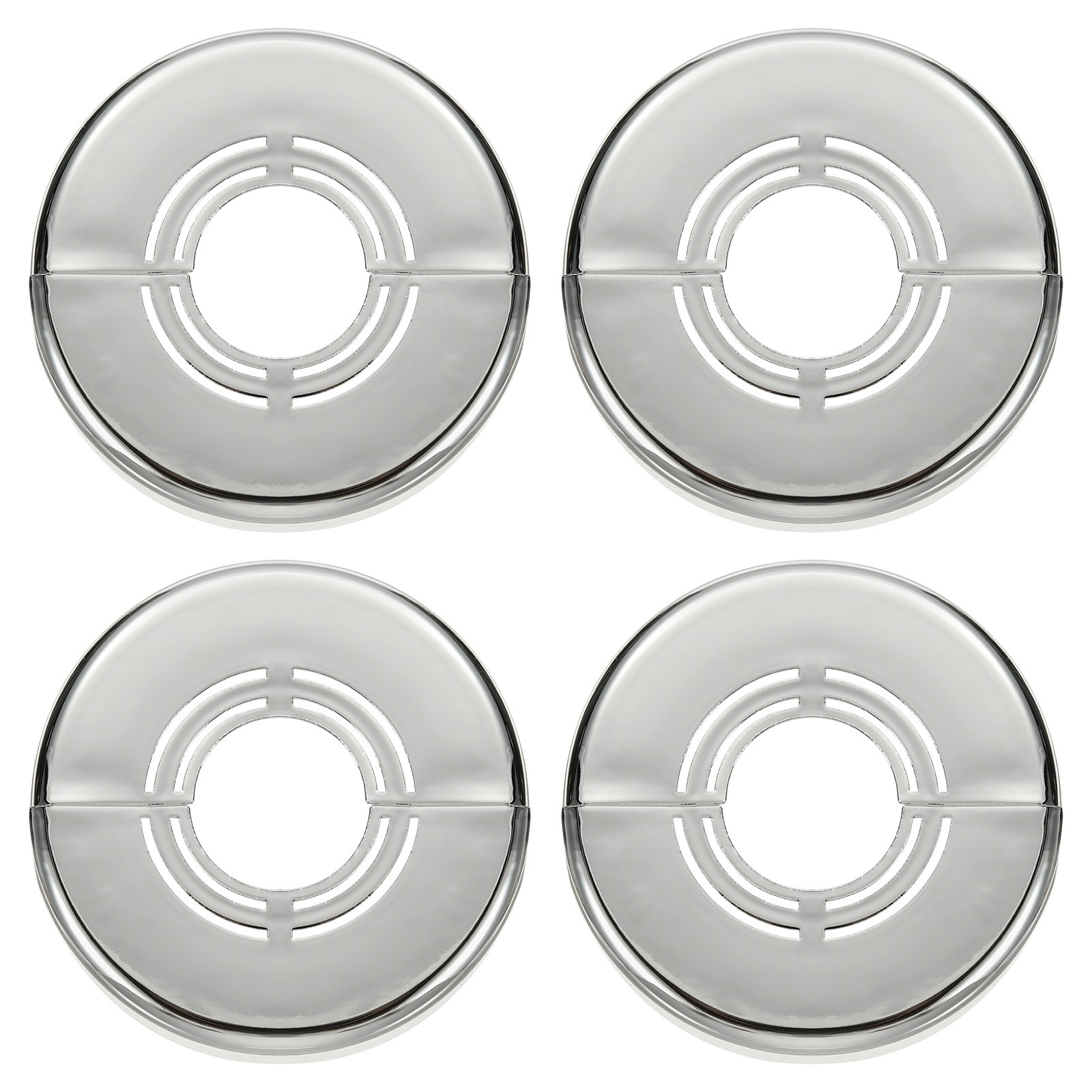 4pcs Wall Split Flange 1.18" Plastic Round Split Flange Pipe Cover, Silver