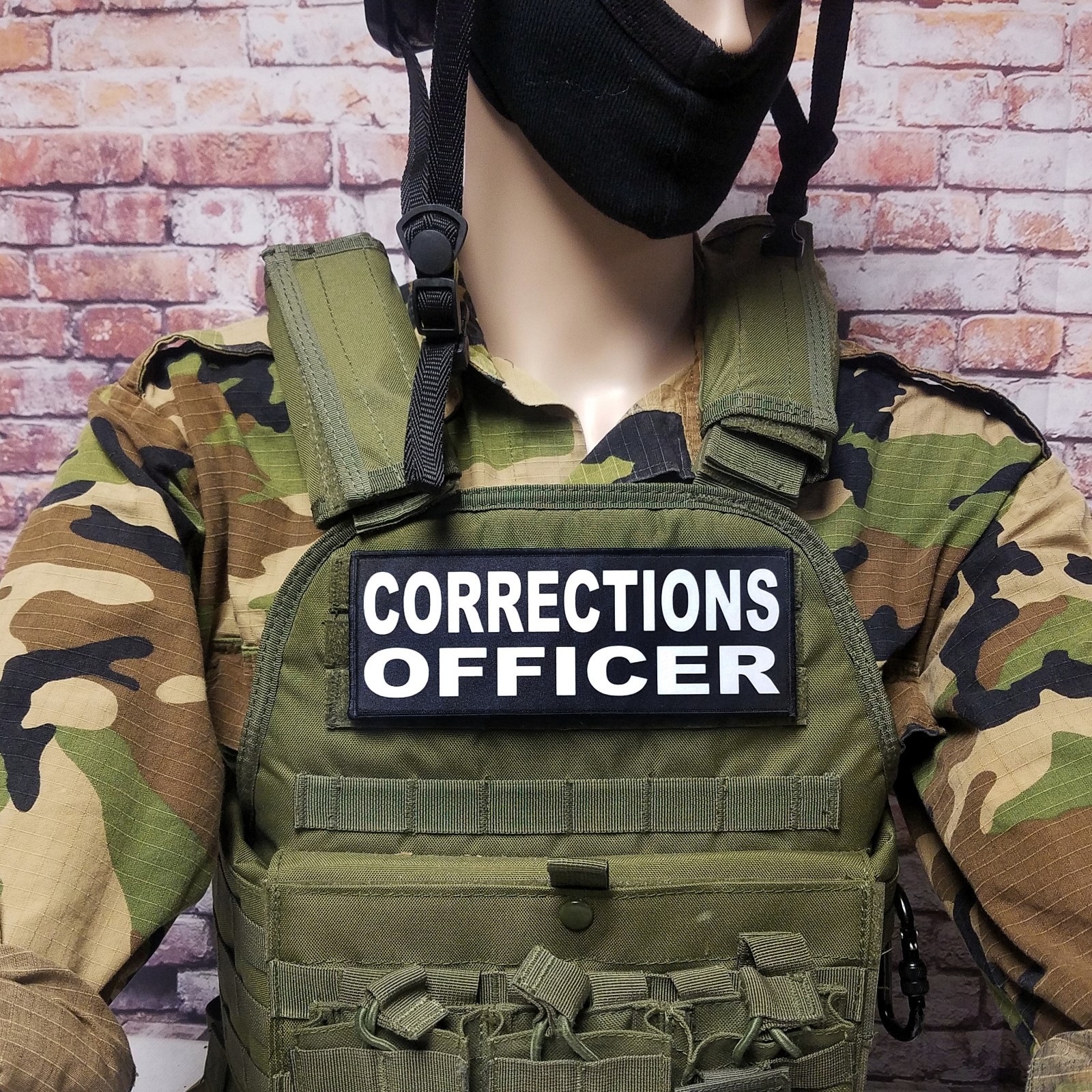 3x8" CORRECTIONS OFFICER black Tactical Hook Plate Carrier Patch