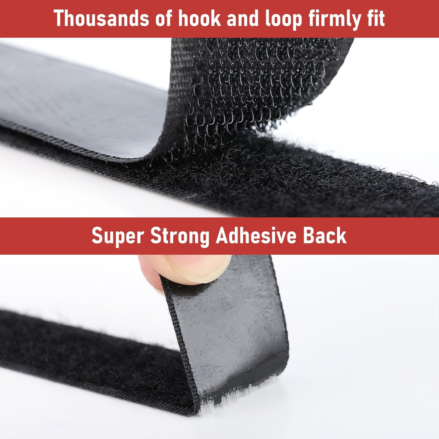32Ft Hook and Loop Tape Adhesive Back Heavy Duty Strips Black 1in Roll