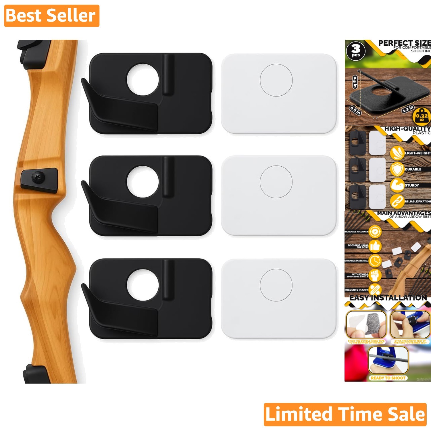6 Pcs Right-Hand Arrow Rests for Recurve and Compound Bows - Durable & Accurate