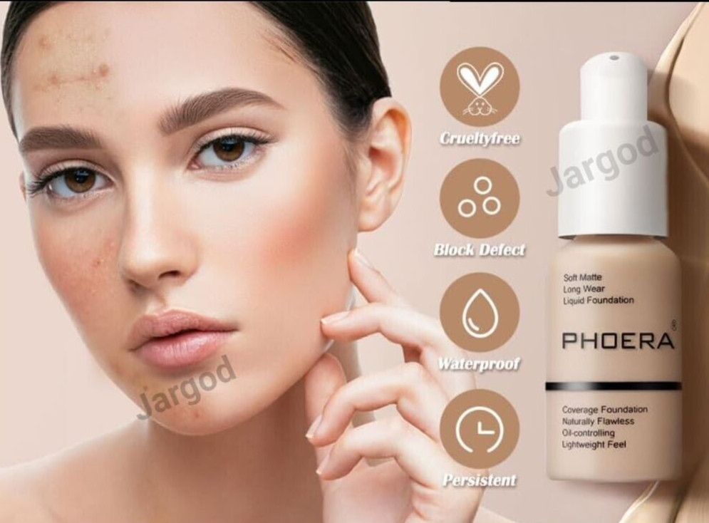 2 Pack Phoera Foundation Makeup Full Coverage Liquid Base Long Lasting Shade