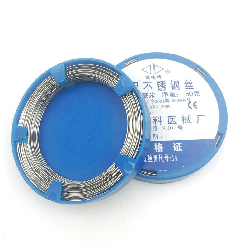 50g Dental Stainless Steel Wire Orthodontic Teeth Surgical 0.5/0.6/0.7/0.8/0.9