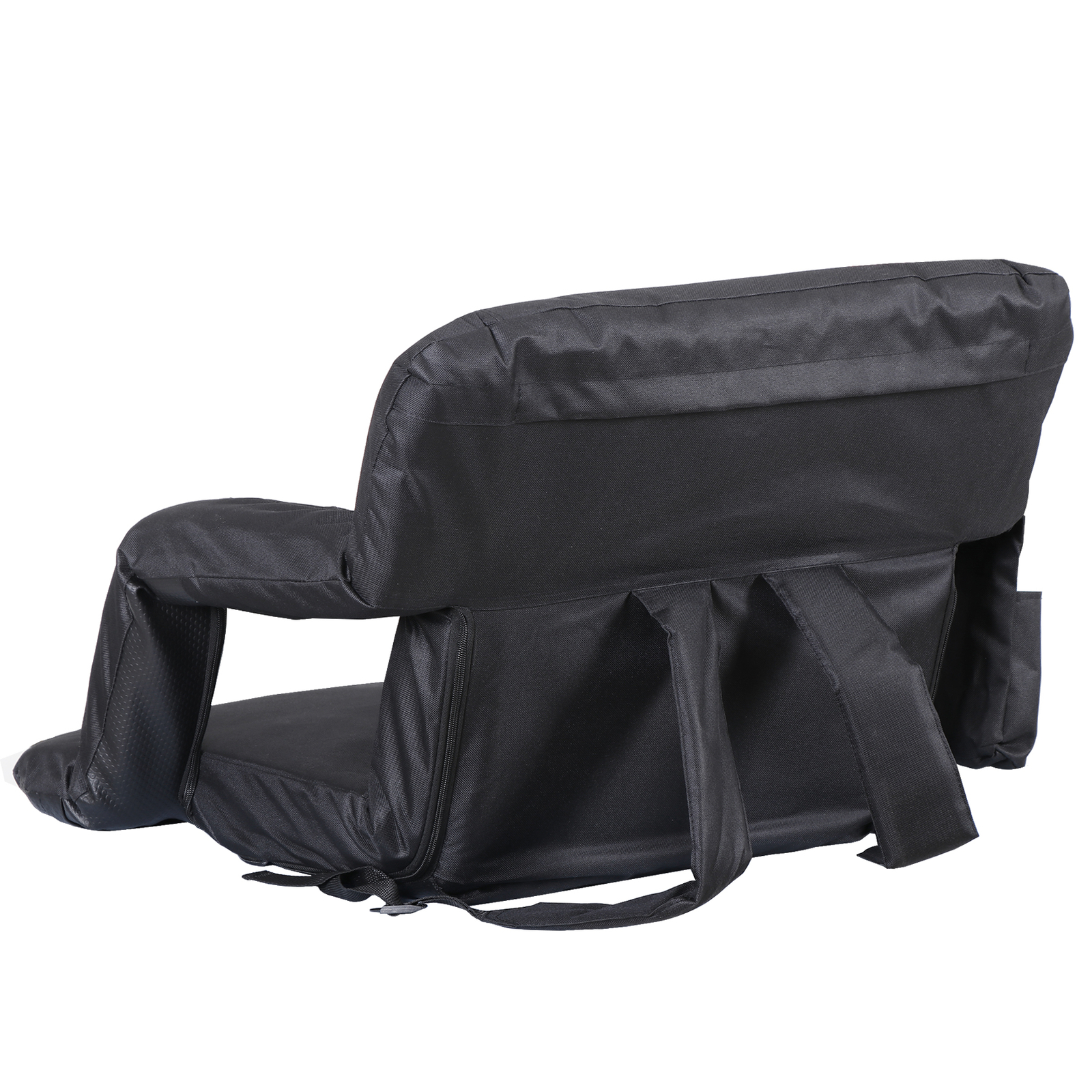 2X Folding Reclining Stadium Chairs forBleachers with Back and Arm Support Black