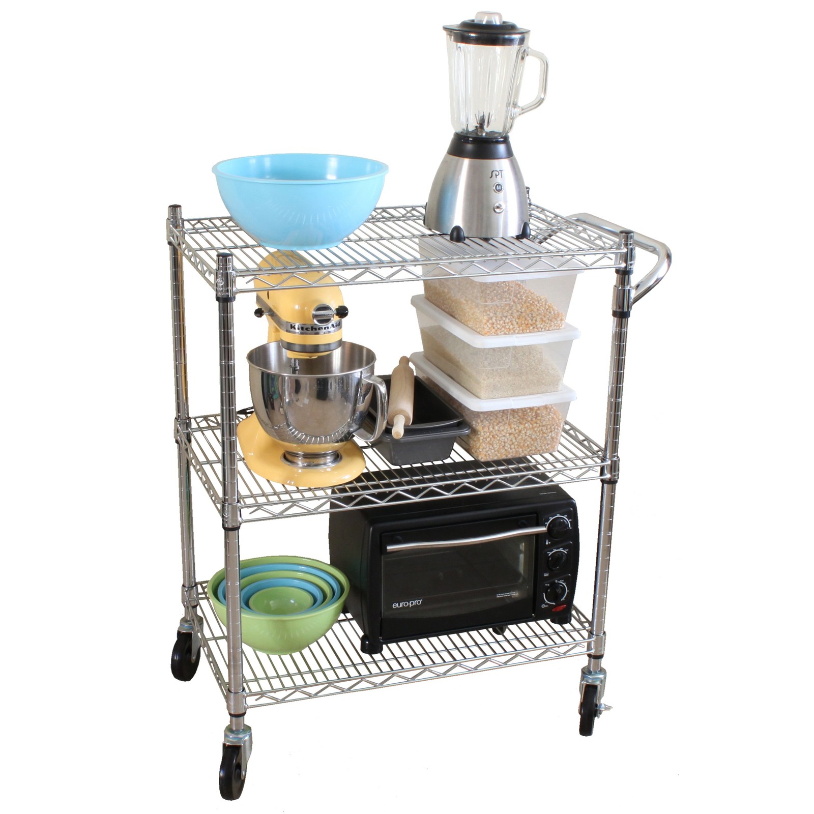 3-Tier Heavy Duty All-Purpose Utility Cart, Chrome