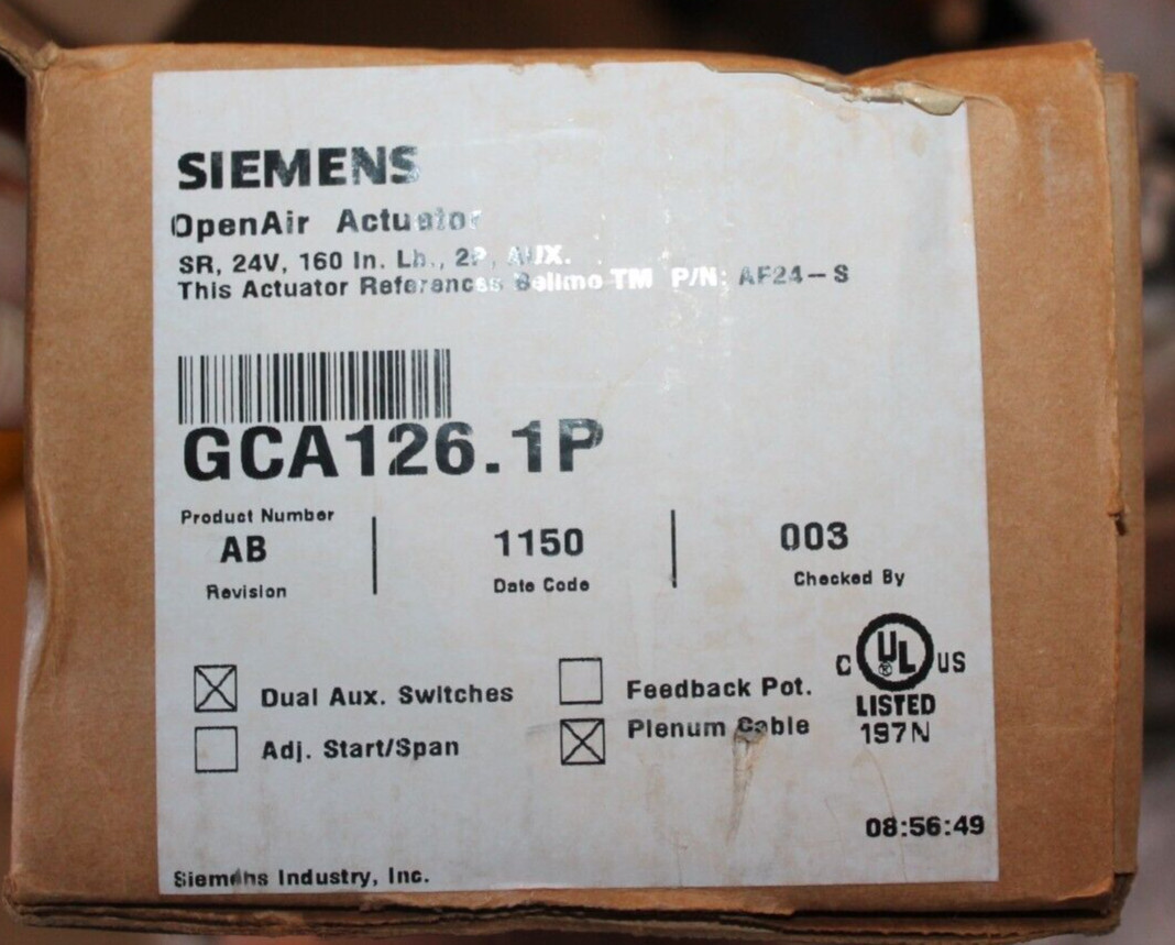 Siemens HVAC OpenAir GCA126.1P Damper Actuator - 24V - 160lb