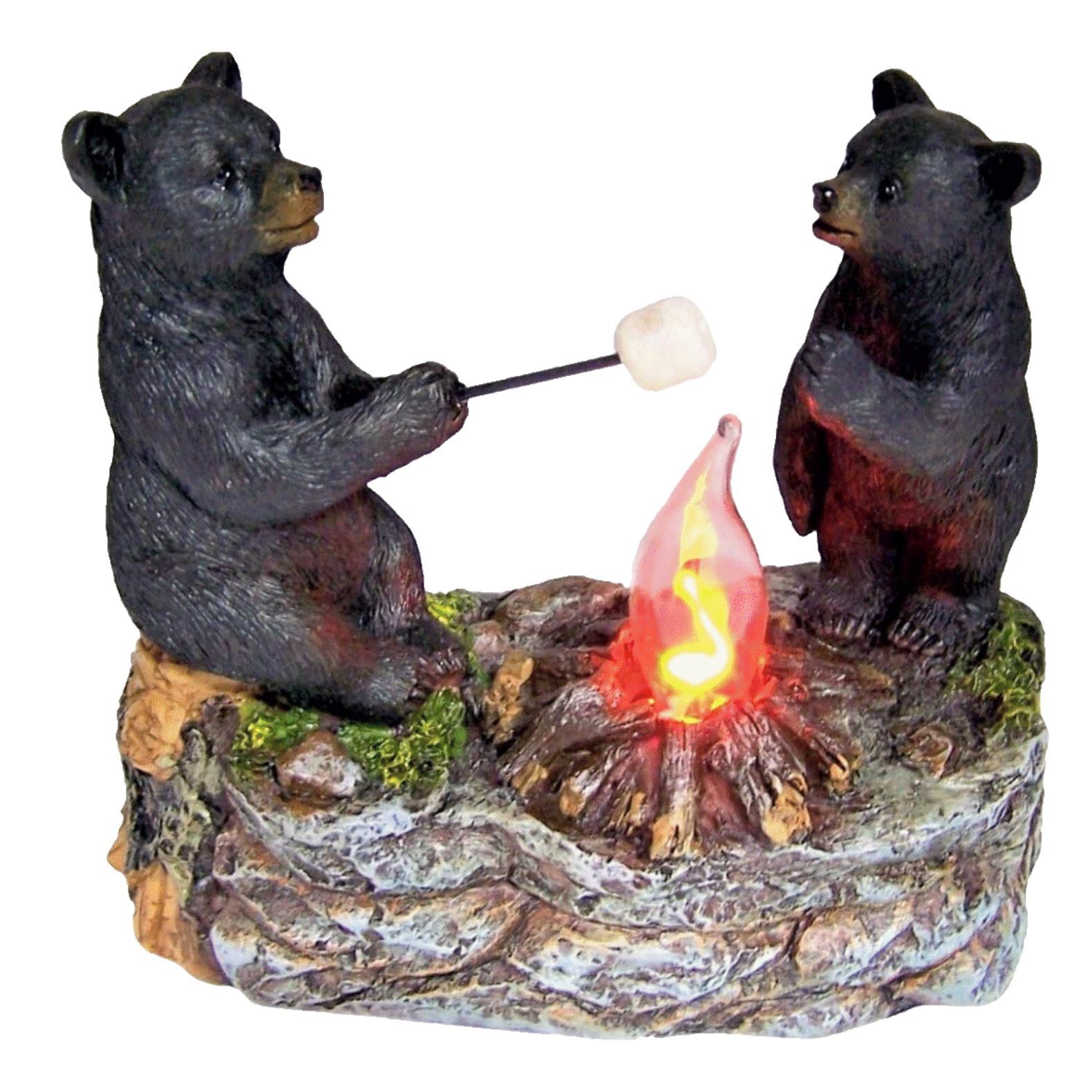 Black Bear Campfire Table Top Bedside Night Light NightStand Lamp Home Decor