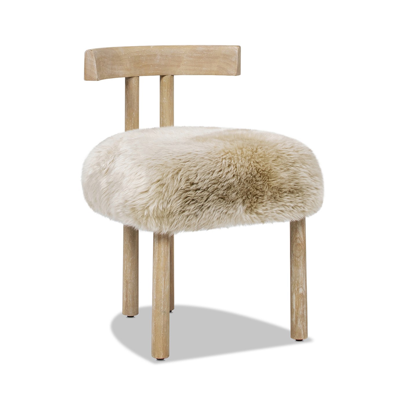 Arden 19.5" Genuine Sheepskin Fur Split Back Dining Chair Natural Blonde