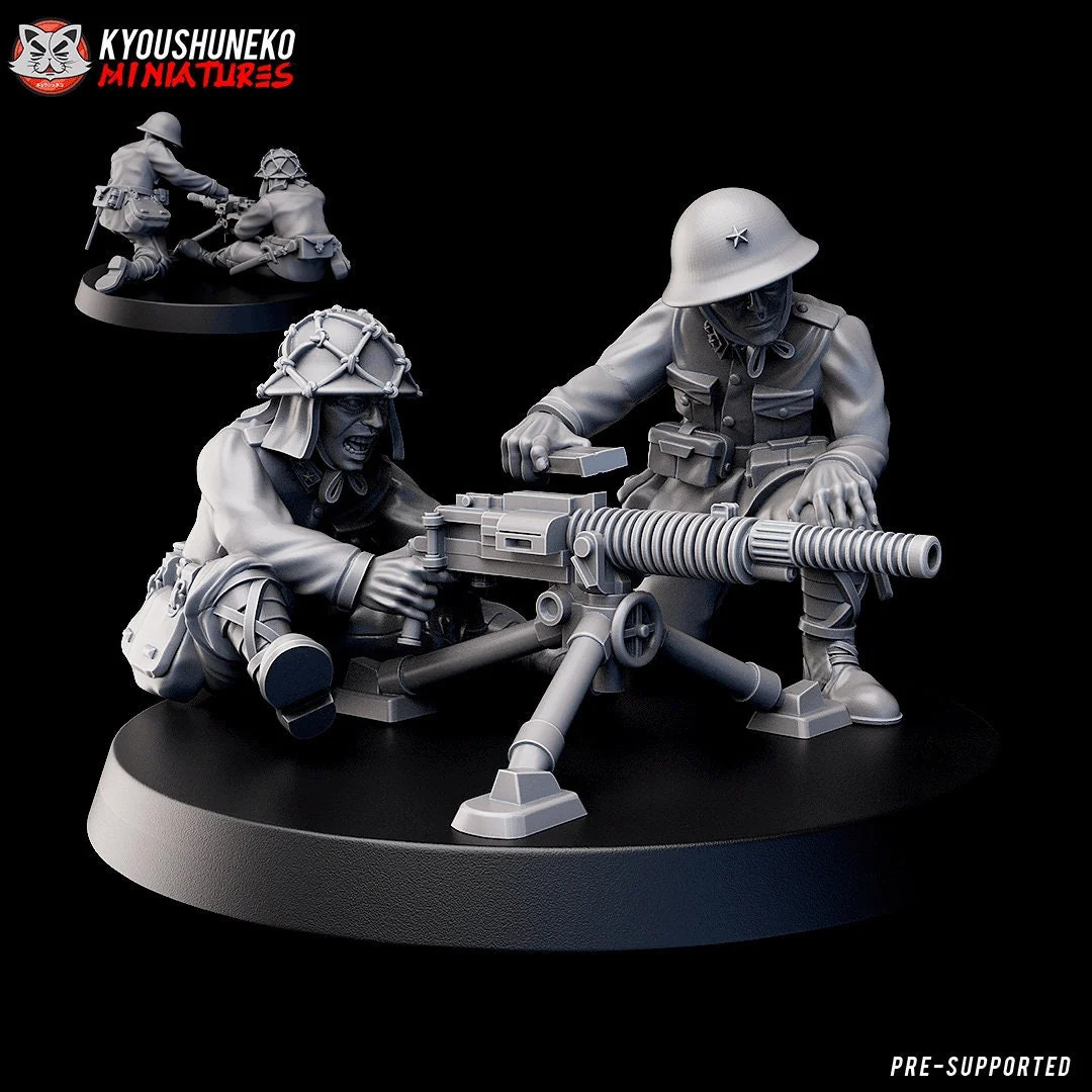 WW2 Japanese HMG Team - 15-54mm WW2 Army - Resin Tabletop Miniature