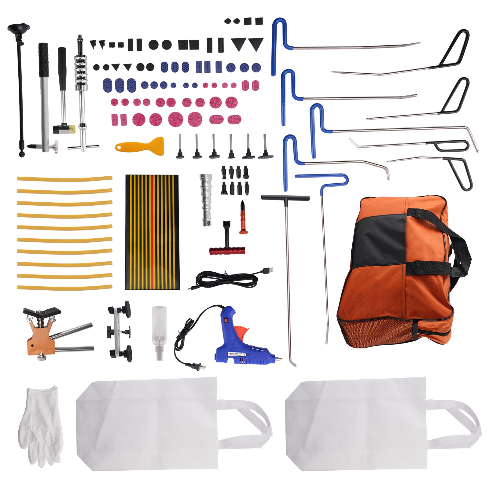 89pcs Dent Repair Tool Kit PDR Removal Slide Hammer Puller Tabs Bag