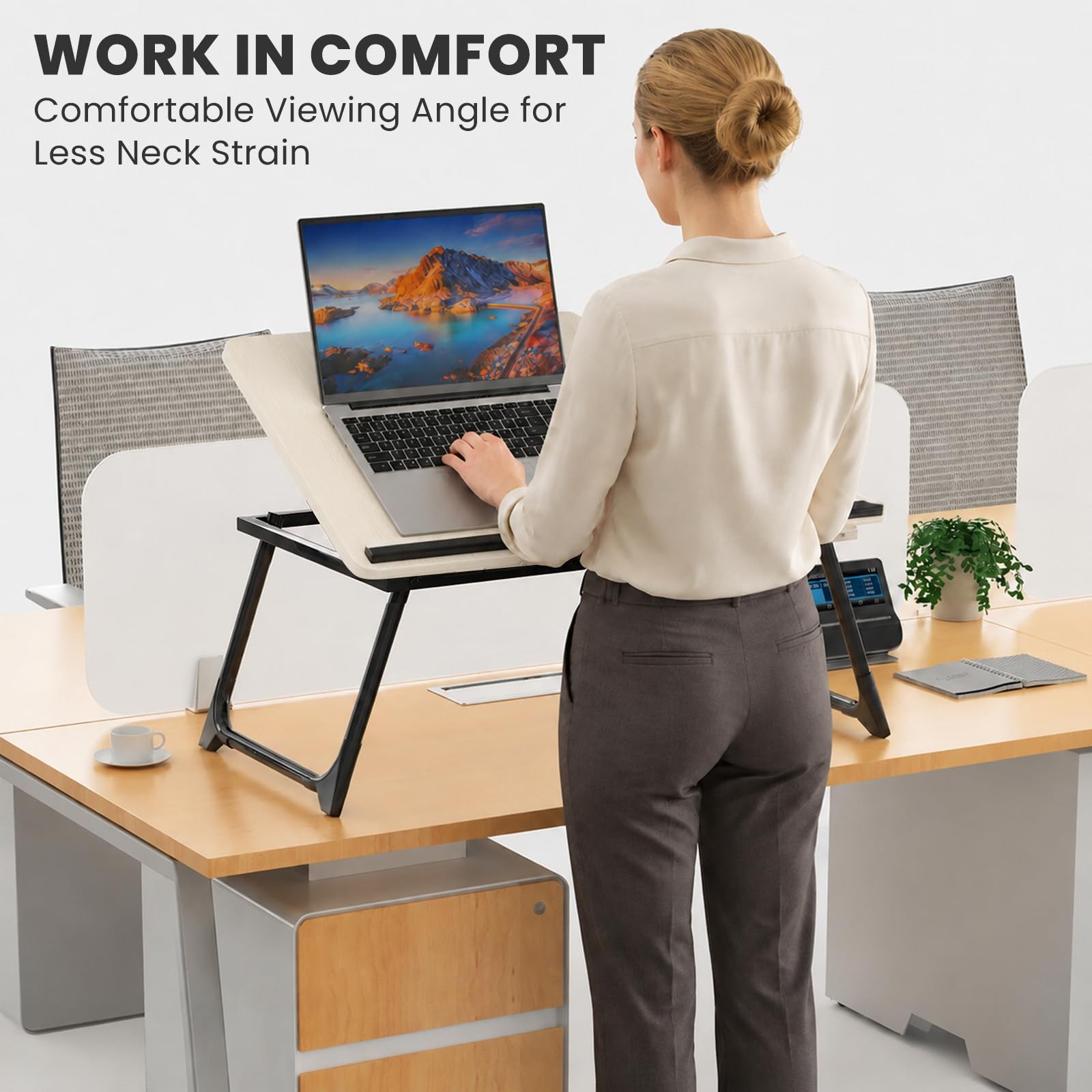 Laptop Bed Desk, 5Angle Adjustable Bed Laptop Table with Cup Holder