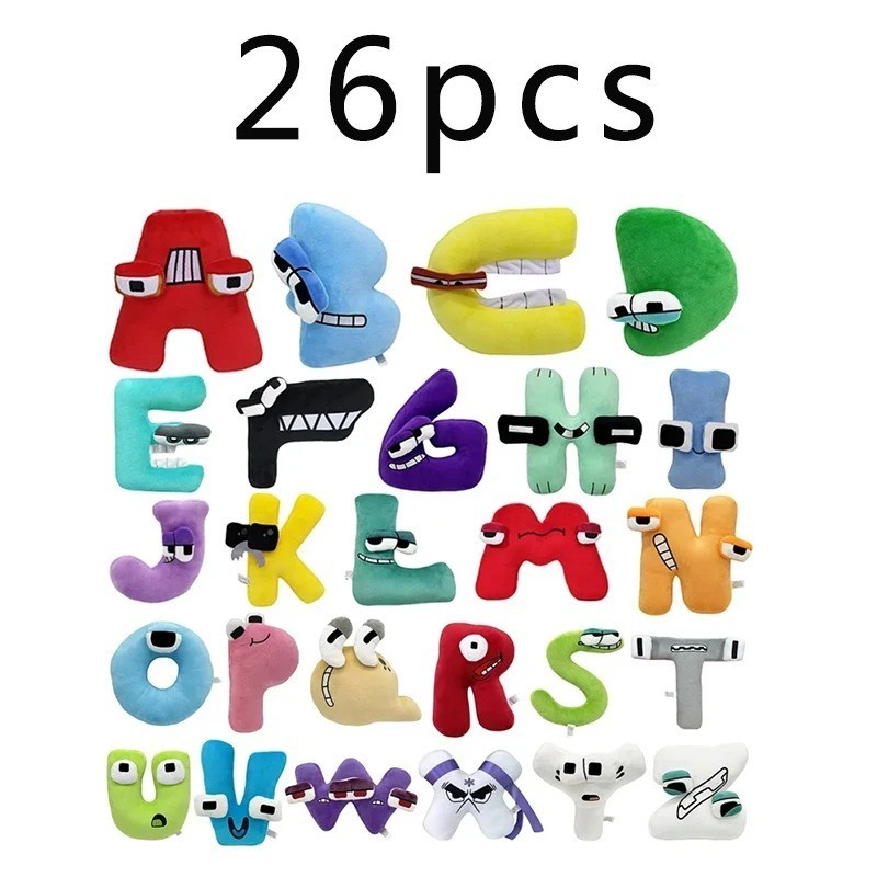 26pcs Alphabet Lore Plush English Letter Stuffed Animal Plushie Doll Toys Gif