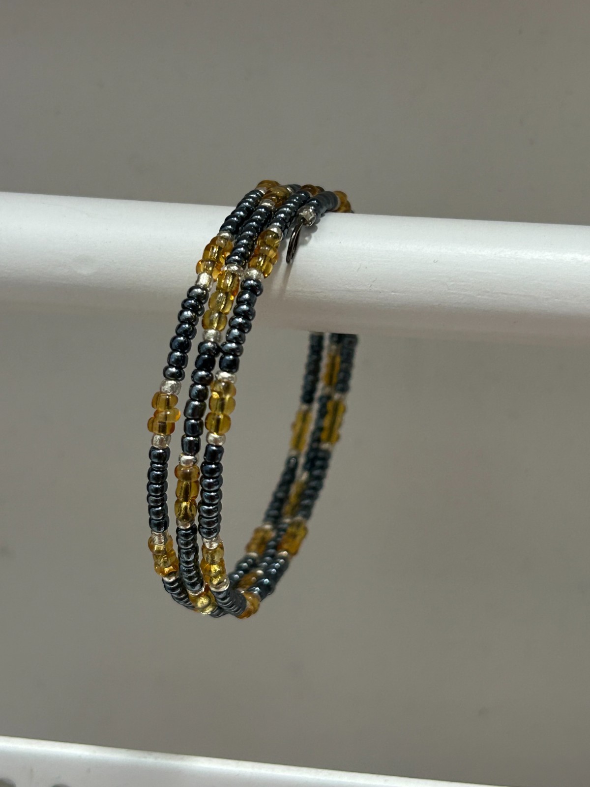 Glass Bead / Seed Bead Wrap Bracelet 23032 - Blue / Gold / Silver