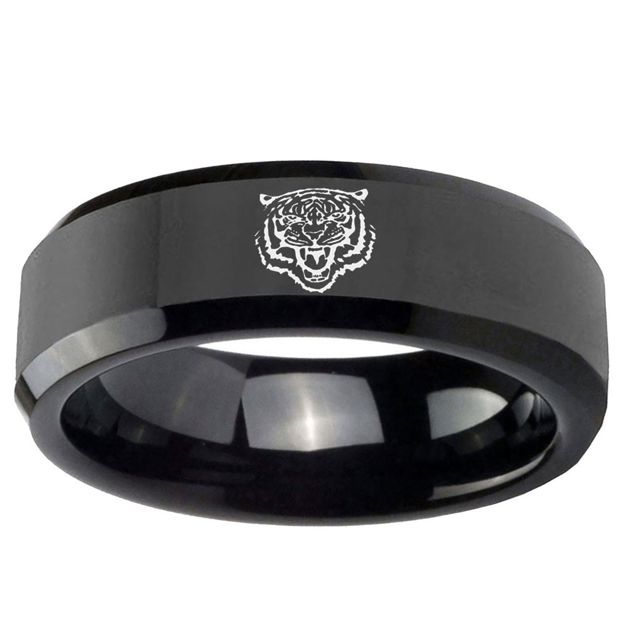 Lion Comfort Fit Tungsten Men's Wedding Band