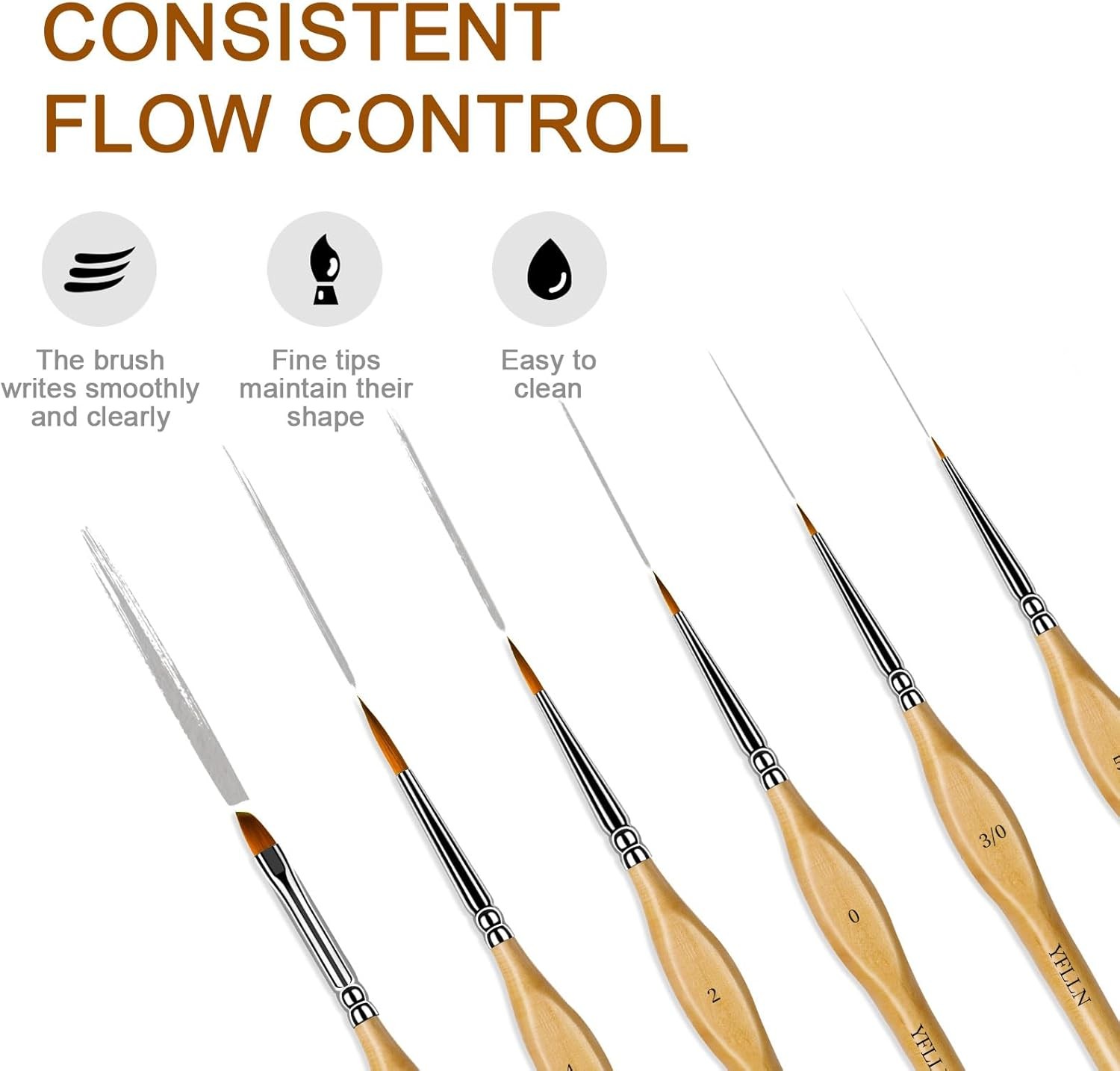 6Pcs Miniature Paint Brushes Set with Triangular Handles - for Acrylics, Oils,
