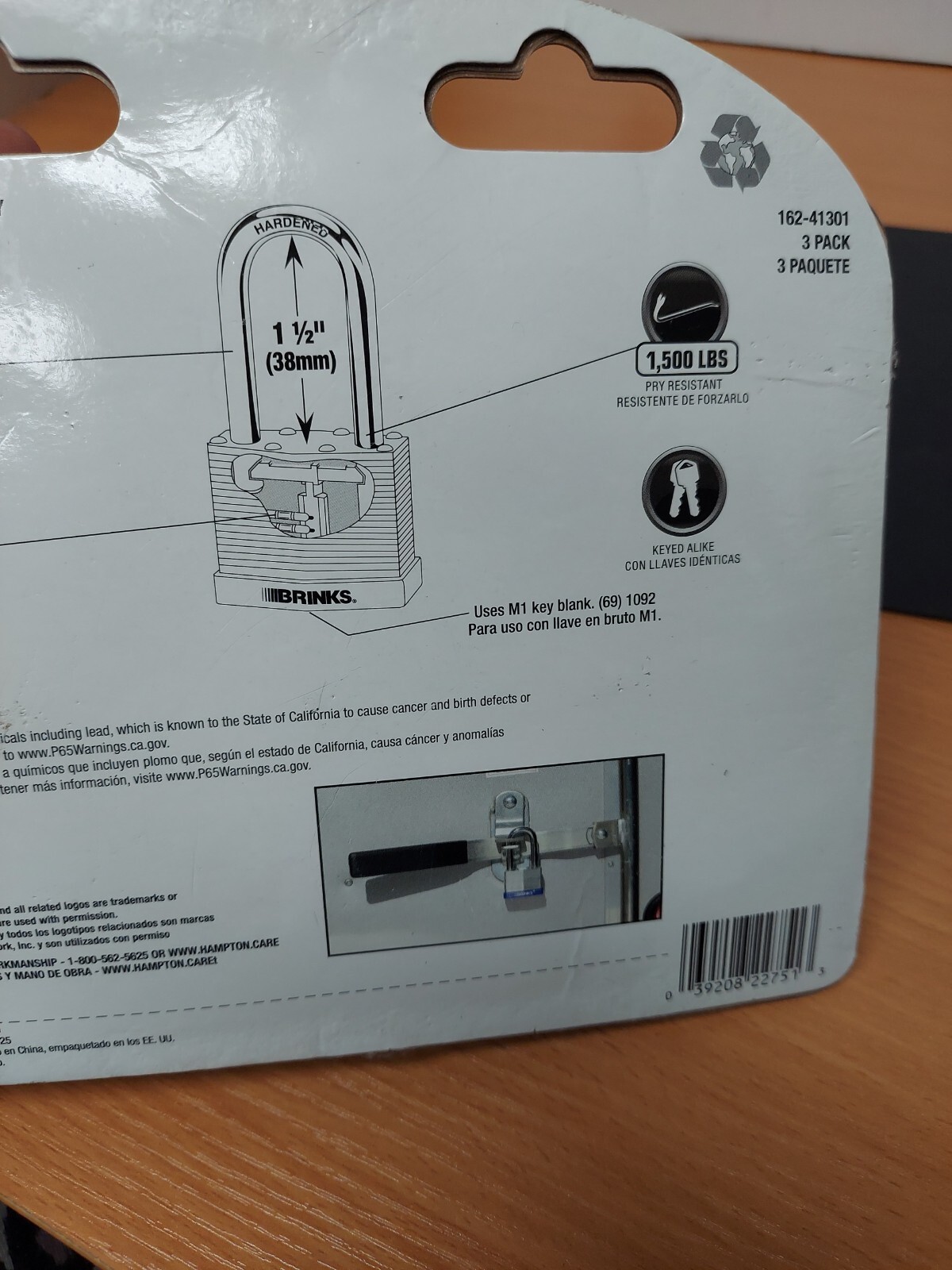 3- BRINKS Brand Padlocks 162-41301 High Security Steel Locking Cut Resistant