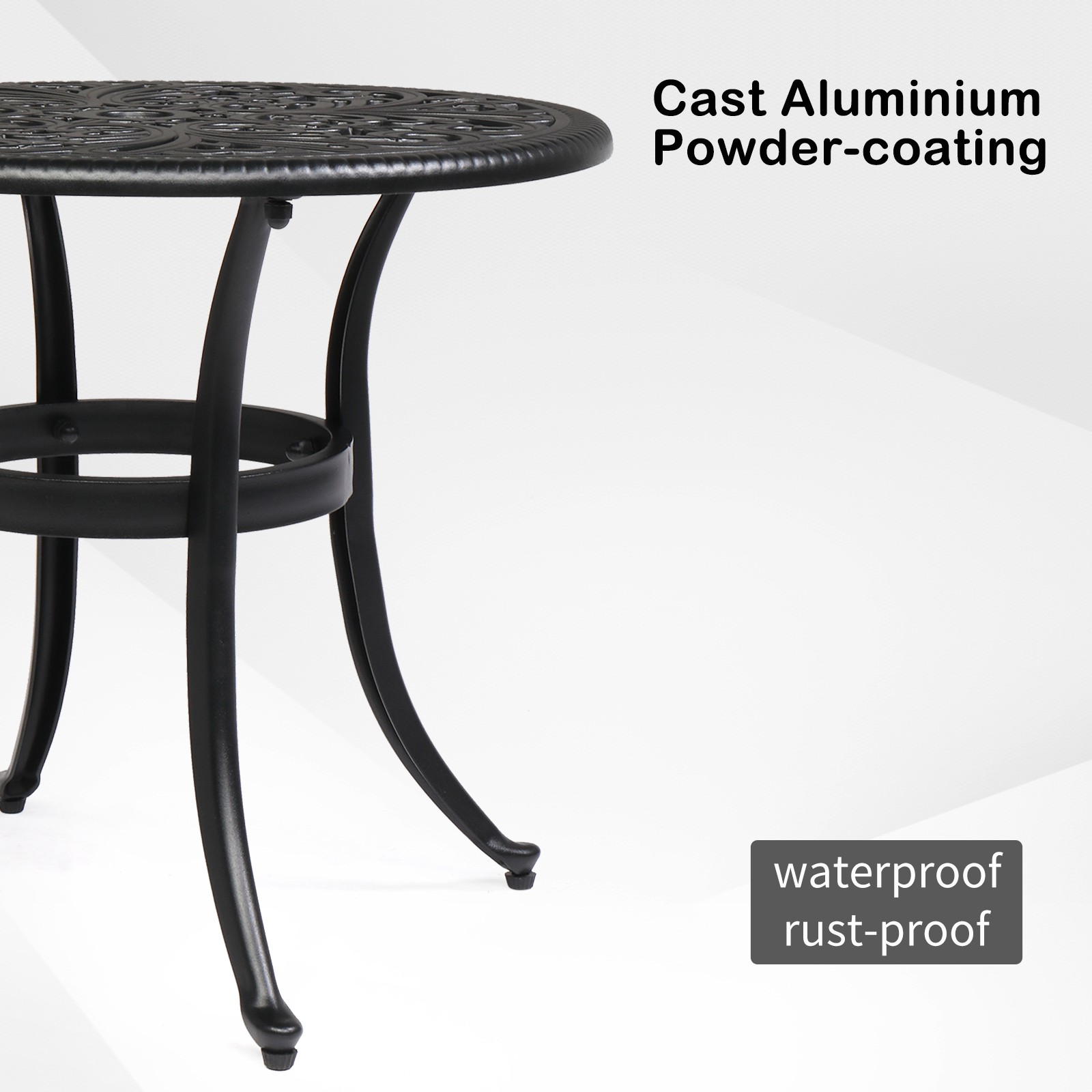 Phoenix Cast Aluminum Round Table, Patio End Table Side Table