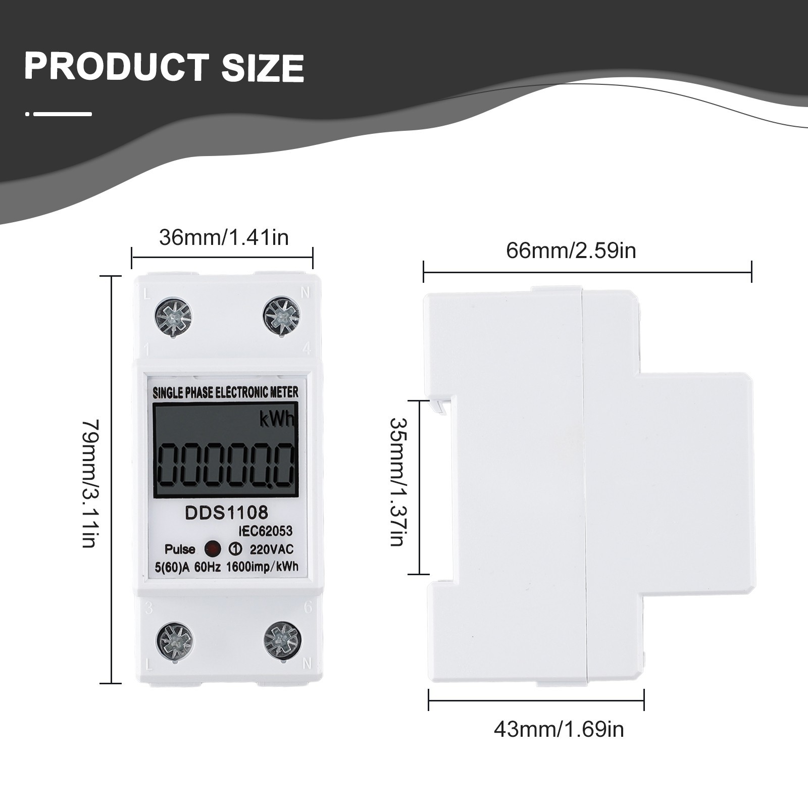 Functional Energy Meter Single-phase Plastic Easy To Install Efficient